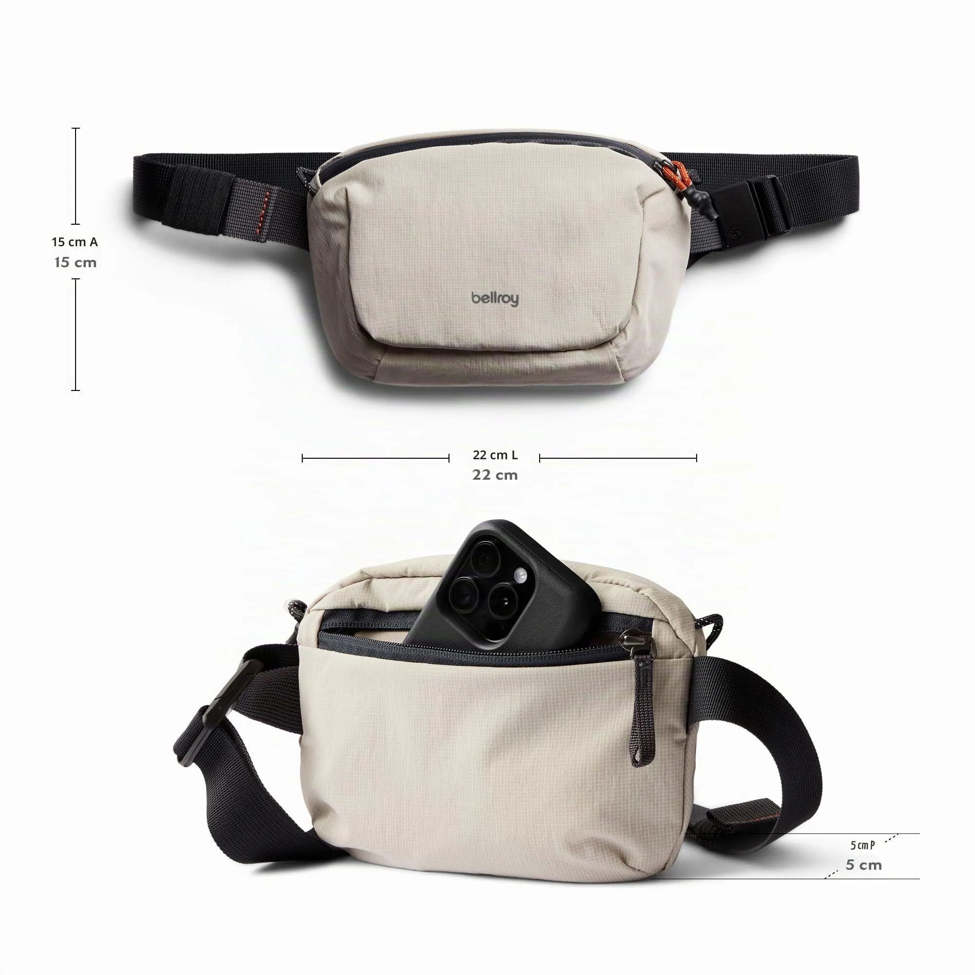Bellroy Lite Belt Bag, Borsa a tracolla versatile - Ash - immagine 6