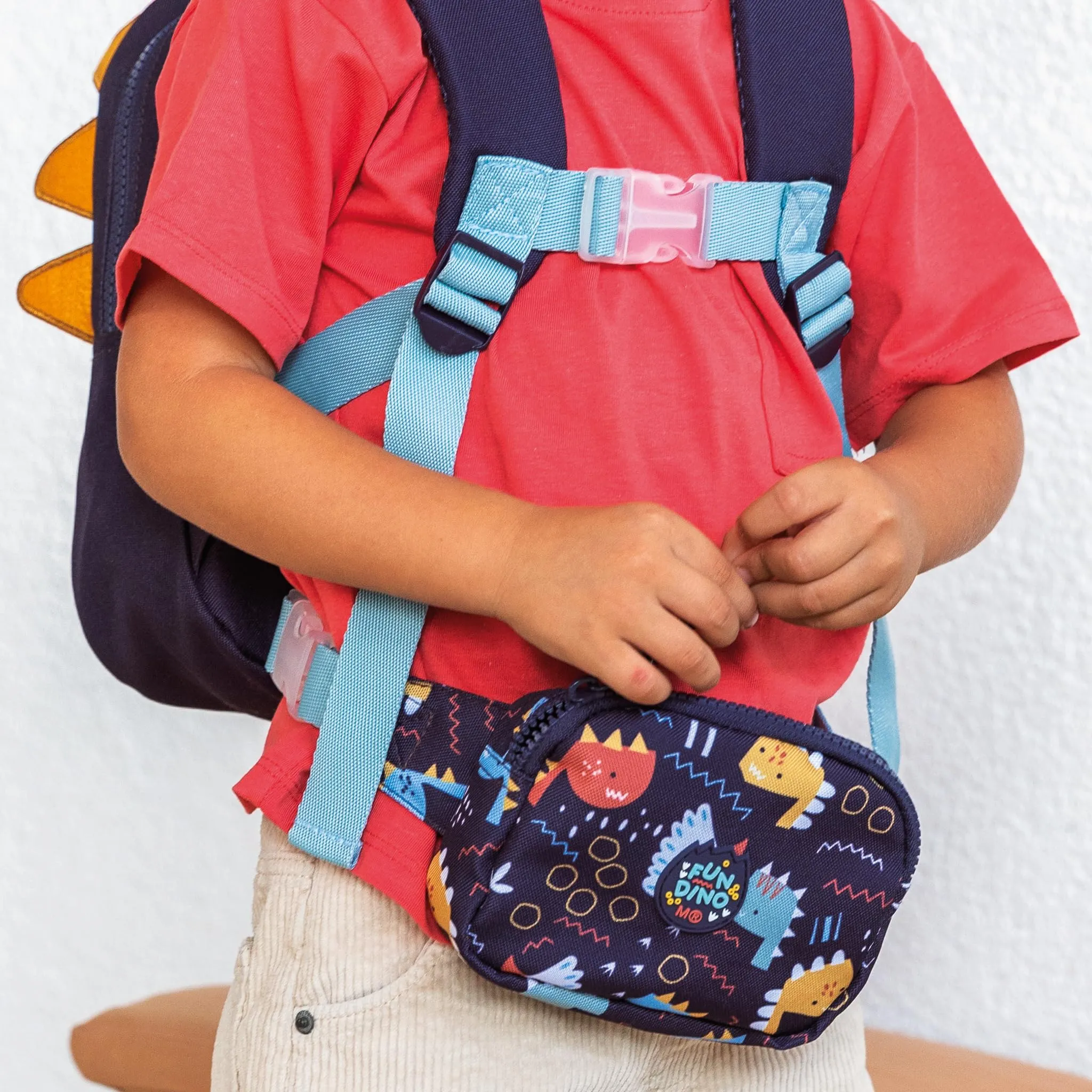 Miquelrius - Marsupio per bambini con uno scomparto, chiusura lampo in plastica resistente, nastro regolabile, chiusura a scatto, marsupio piccolo 150 x 120 x 30 mm, Dinosauro, Viola, 150 x 120 x 30 - immagine 5