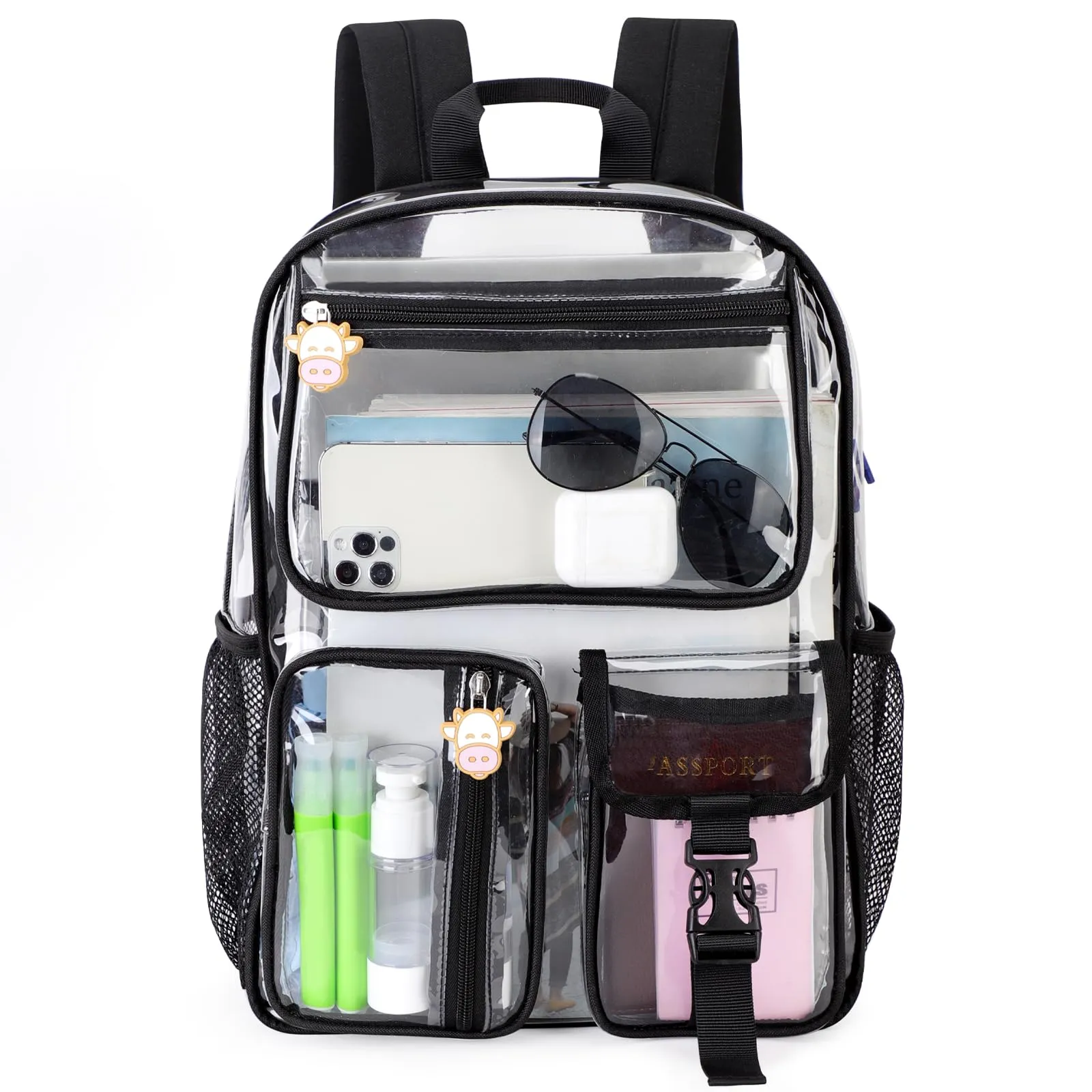 TINYAT Zaino trasparente Borsa trasparente resistente Zaino trasparente grande Approvato per lo stadio per college, concerti, sport - immagine 8