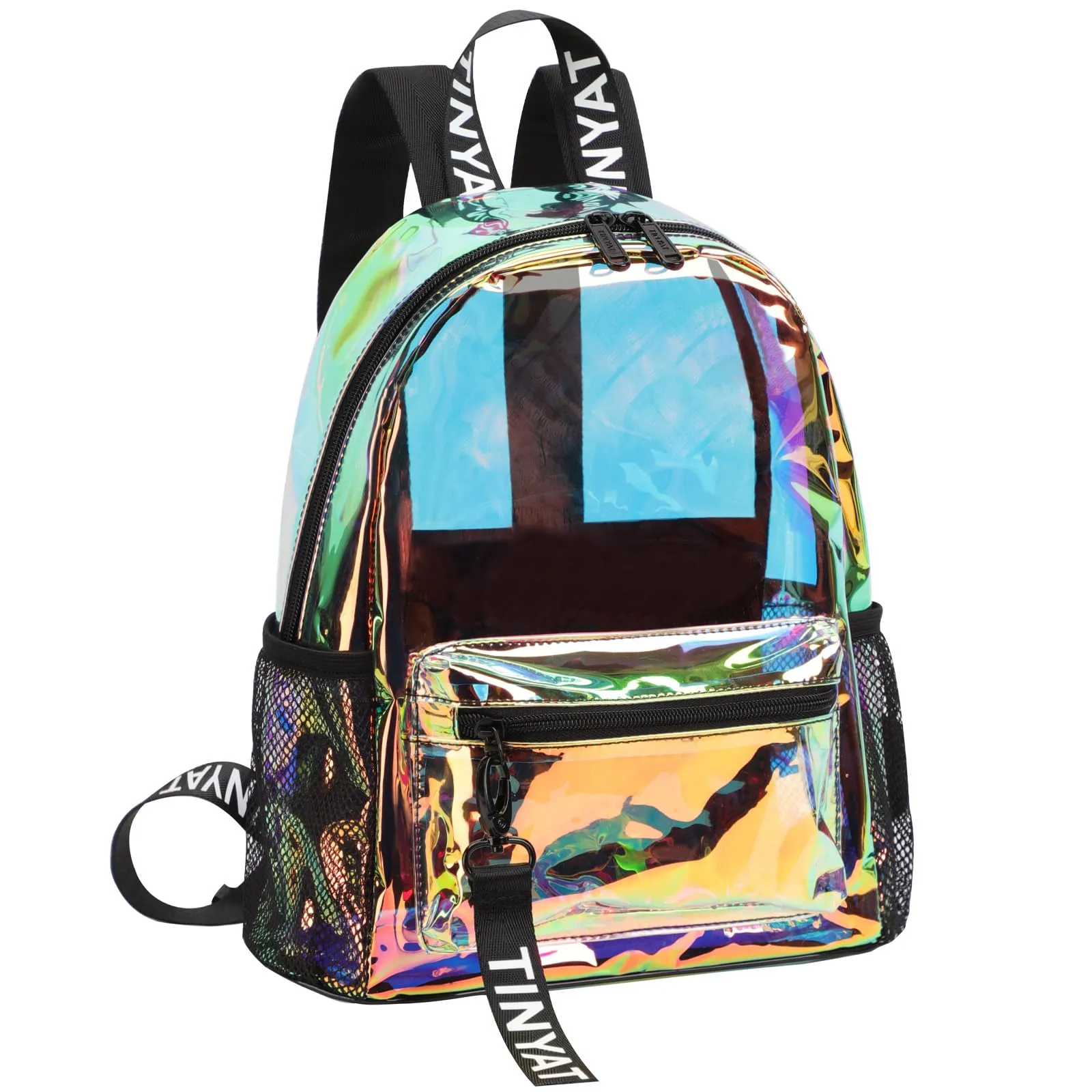 TINYAT Zaino trasparente olografico Borsa trasparente laser colorato Zaino trasparente da donna concerto Sacchetti trasparenti omologati per lo stadio - immagine 1