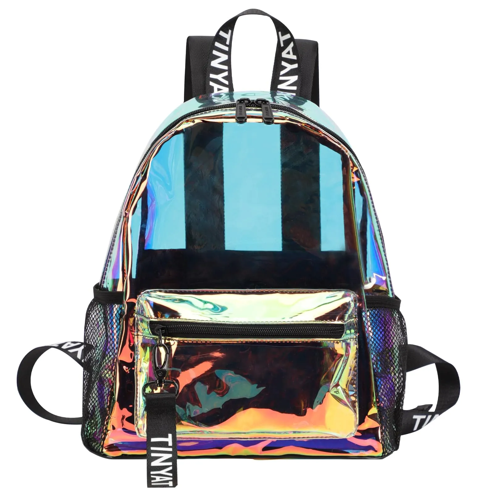 TINYAT Zaino trasparente olografico Borsa trasparente laser colorato Zaino trasparente da donna concerto Sacchetti trasparenti omologati per lo stadio - immagine 7