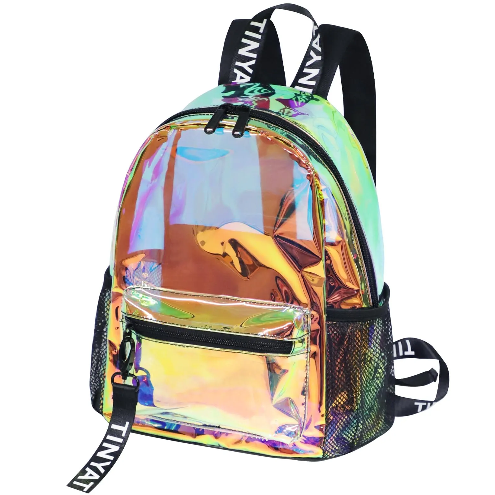 TINYAT Zaino trasparente olografico Borsa trasparente laser colorato Zaino trasparente da donna concerto Sacchetti trasparenti omologati per lo stadio - immagine 8