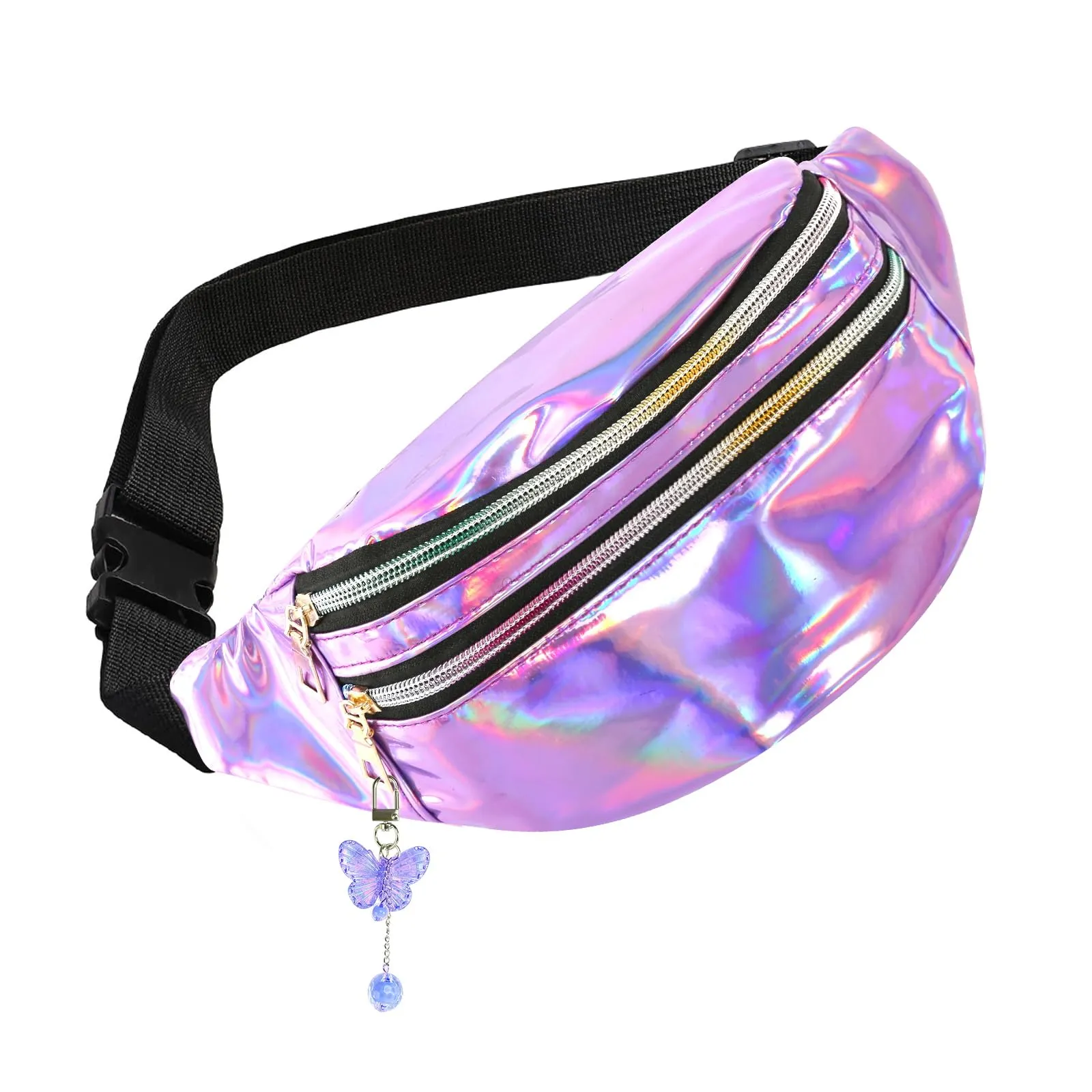 Marsupio con Decorazione a Farfalla, Elegante Hipbag per Ragazzi e Bambini, Colorato da Donna, Viola - 30 x 12 x 13 cm, Alla - immagine 1