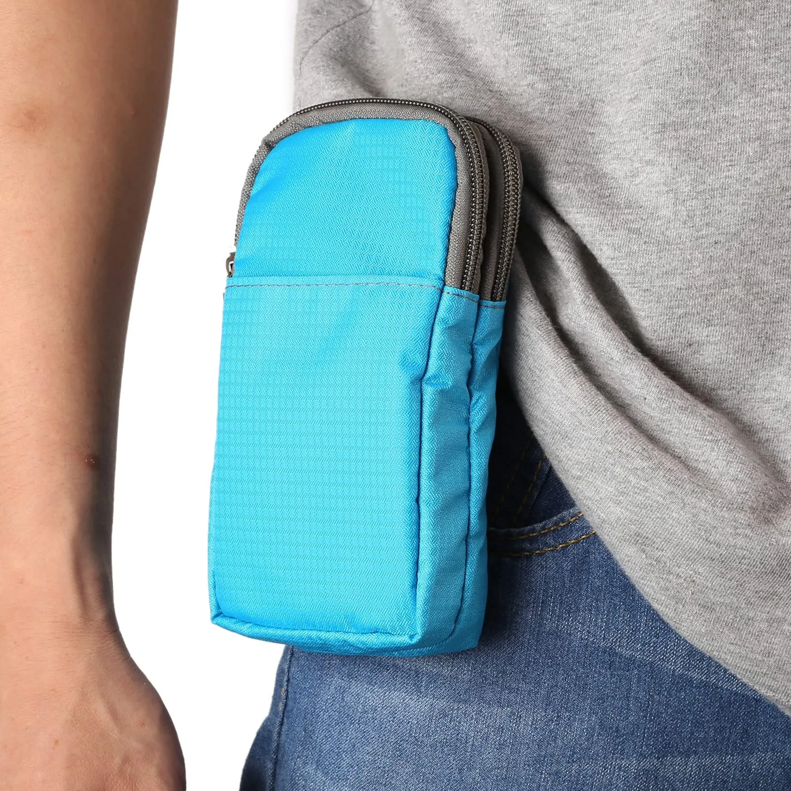 Borsa a Tracolla per Cellulare Uomo, Borsa Clip da Cintura per Telefono, Piccola Borsello Porta Cellulare Waist Belt Bag Portafoglio Campeggio Borsa da Cintura Pochette con Passante per Cintura - immagine 6