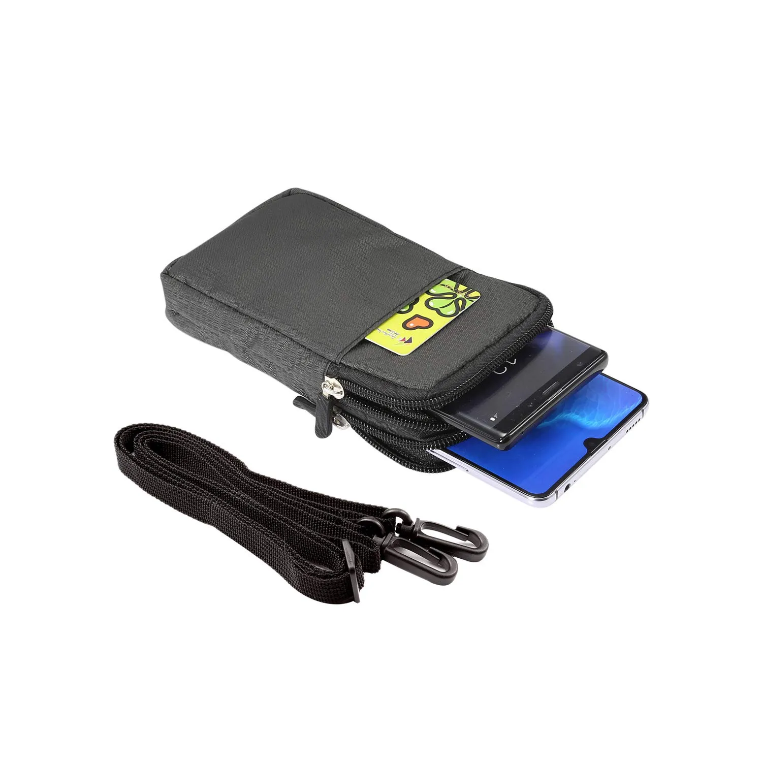 Marsupio da Cintura per Cellulare Nylon, Borsa a Tracolla Telefono Uomo, Custodia per Cellulare da Cintura Sacchetto Clip da Cintura Piccolo Borsa Sacchetto di Crossbody Cintura Borsa con Passante - immagine 3