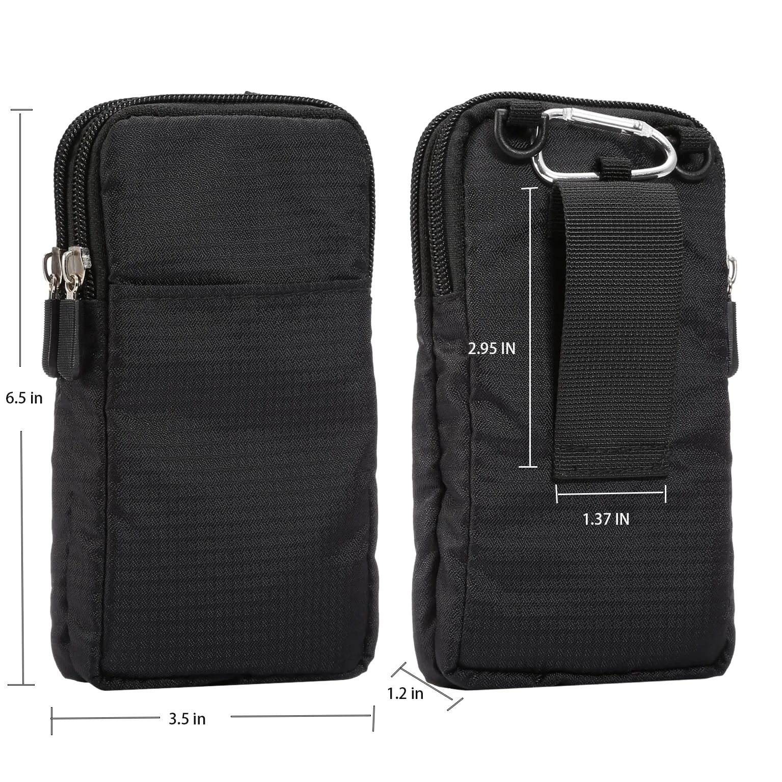 Marsupio da Cintura Uomo Porta Cellulare Piccolo, Telefono Borse a Spalla Nero, 6.9" Multifunzionale Custodia Cintura in Nylon con Moschettone Borse e Messenger Morsello da Cintura Uomo Smartphone - immagine 2