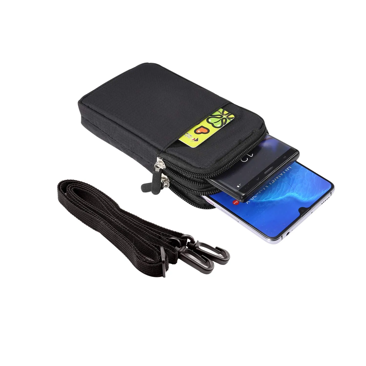 Borse a Tracolla da Uomo Smartphone Nero, Custodia per Clip da Cintura per Cellulare, Smartphone Borsa a Tracolla Marsupio da Cintura Borsello Borsa Mano Portafoglio Outdoor con Tracolla Regolabile - immagine 3
