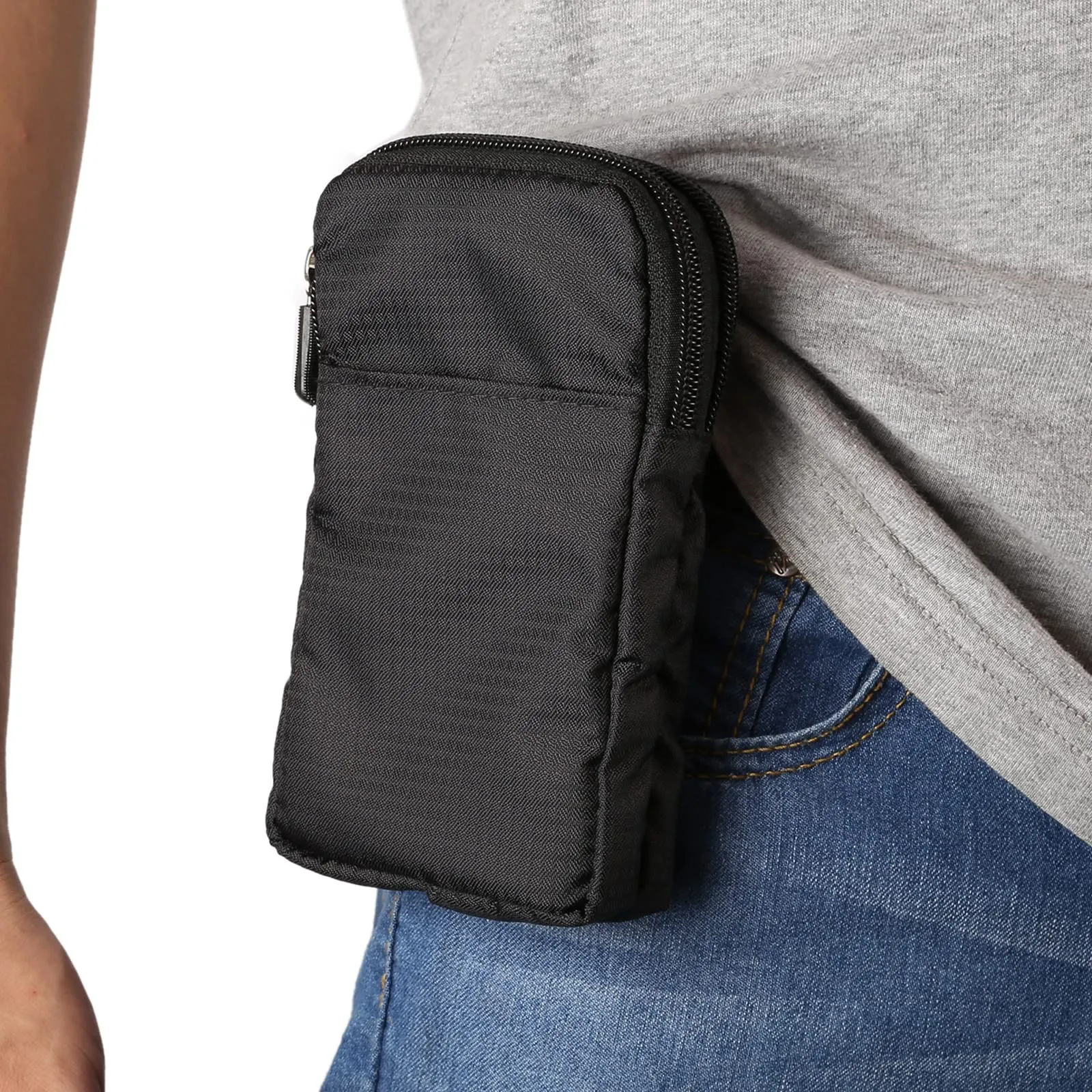 Borse a Tracolla da Uomo Smartphone Nero, Custodia per Clip da Cintura per Cellulare, Smartphone Borsa a Tracolla Marsupio da Cintura Borsello Borsa Mano Portafoglio Outdoor con Tracolla Regolabile - immagine 6