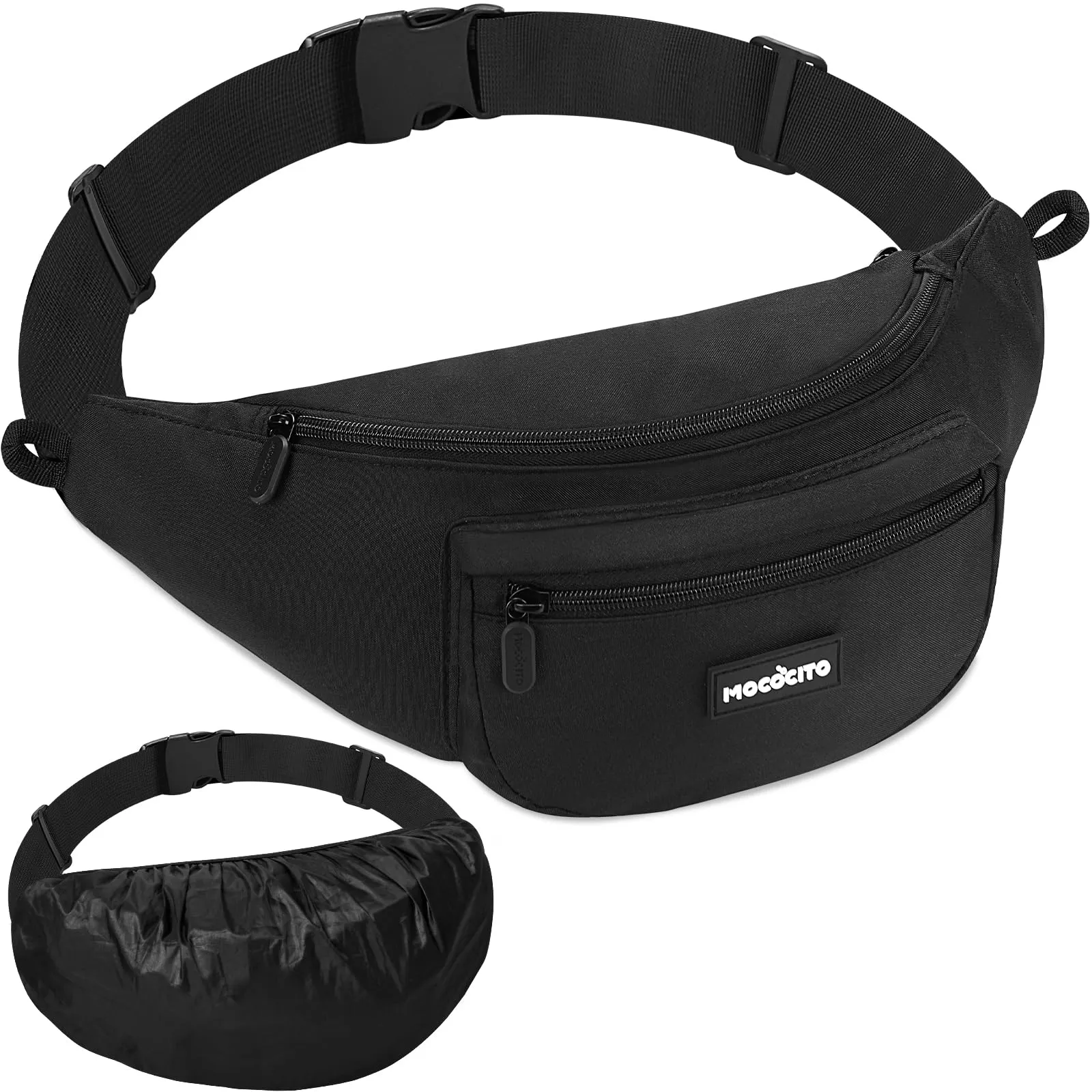 MOCOCITO Marsupio Uomo Donna Grande 4L,Marsupio da Viaggio Sportivo,Cintura Regolabile 52-152cm Waist Doggy Bag Impermeabile con Copertura Antipioggia,Jack Per Cuffie 4 Tasche Per Ciclismo Trekking - immagine 1