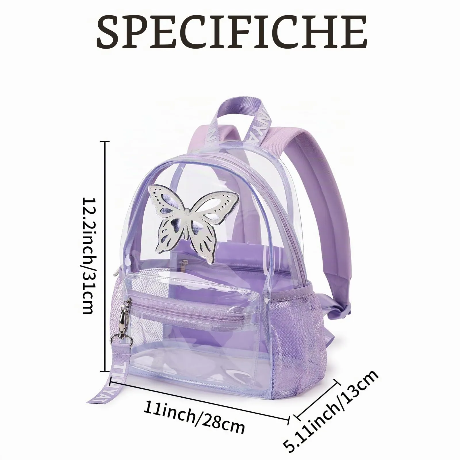 TINYAT Zaino Trasparente Donna Impermeabile Super PVC Casual Fashion, Borsa a Spalla per Shopping e Appuntamenti, T9051, Zaino daypack - immagine 3