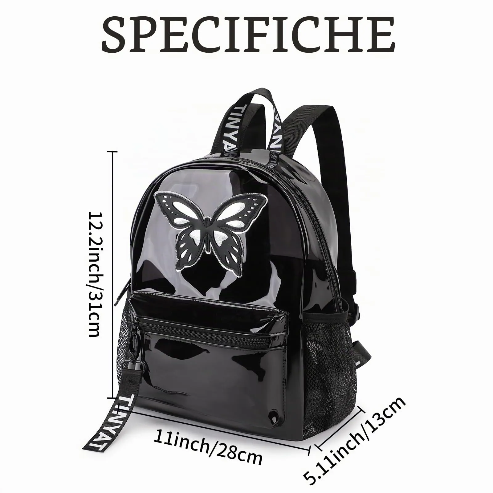 TINYAT Zaino trasparente Zaino da donna trasparente Impermeabile Super PVC Zaino Casual Zaino Moda Donna Shopping Dating Pack, T9051, 13 x 28 x 31 cm - immagine 3