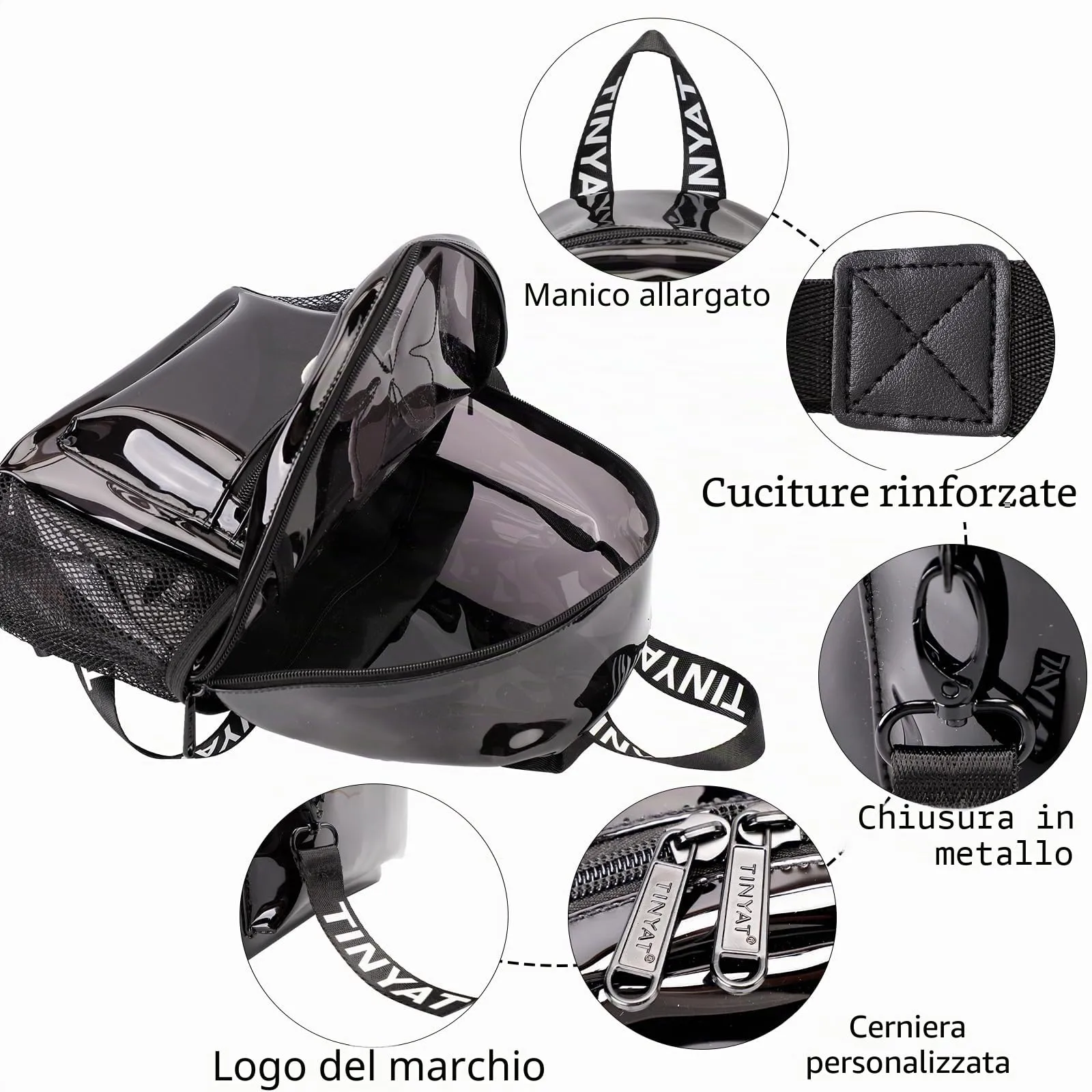 TINYAT Zaino trasparente Zaino da donna trasparente Impermeabile Super PVC Zaino Casual Zaino Moda Donna Shopping Dating Pack, T9051, 13 x 28 x 31 cm - immagine 4