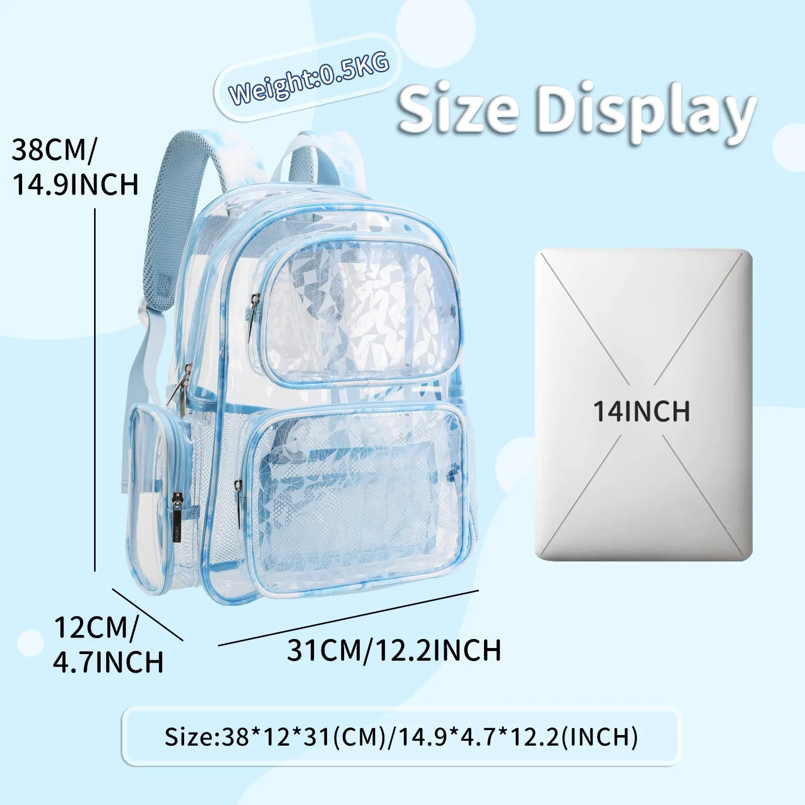 TINYAT Zaino Trasparente Donna Impermeabile Super PVC Casual Fashion, Borsa a Spalla per Shopping e Appuntamenti, T9051 - immagine 3
