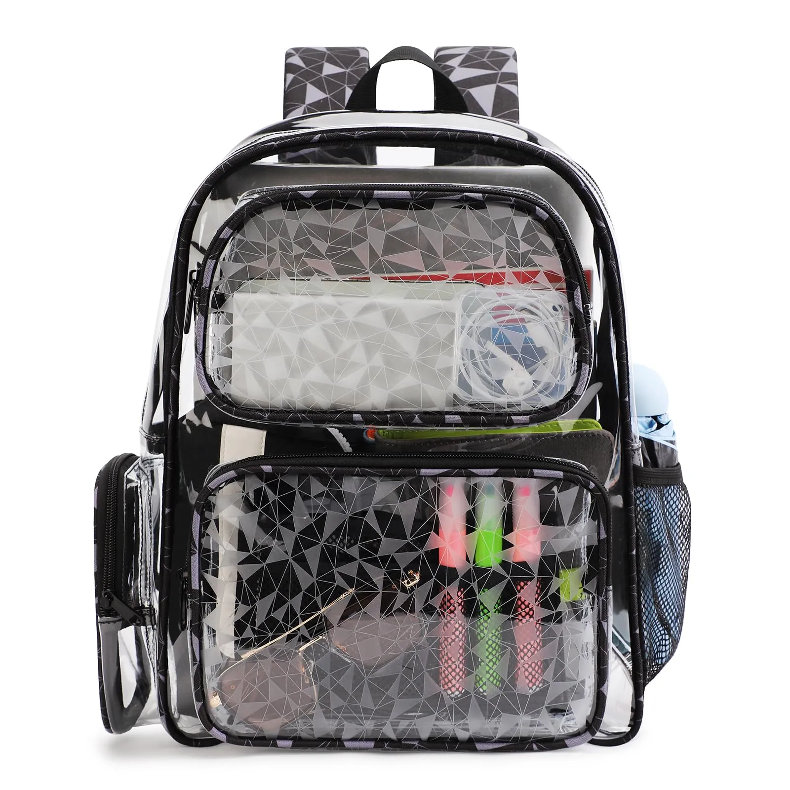 TINYAT Zaino trasparente Zaino da donna trasparente Impermeabile Super PVC Zaino Casual Zaino Moda Donna Shopping Dating Pack, T9051, Nero/117572, 32 x 13 x 38 cm - immagine 1