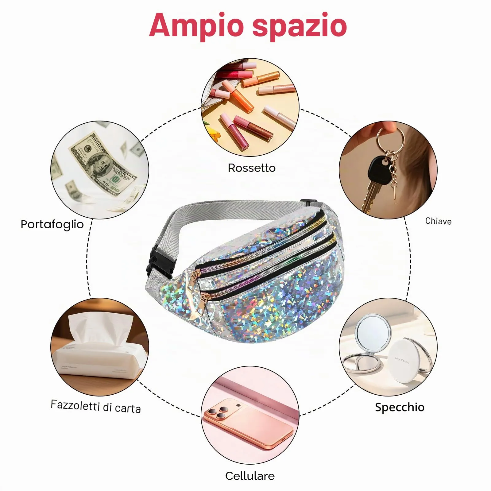 Marsupio per ragazze, donne e ragazzi con decorazione a farfalla, marsupio colorato, cintura da donna, marsupio elegante da donna, marsupio per ragazze e ragazzi, marsupio per festival, hipbag - immagine 4