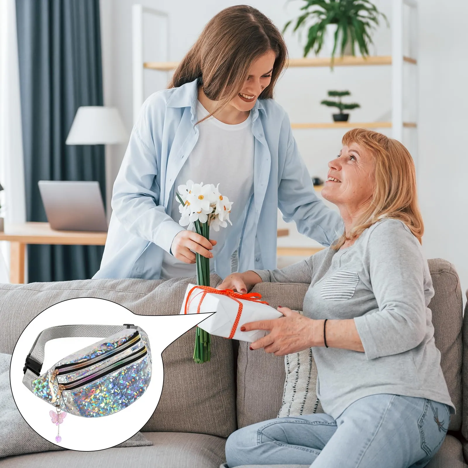 Marsupio per ragazze, donne e ragazzi con decorazione a farfalla, marsupio colorato, cintura da donna, marsupio elegante da donna, marsupio per ragazze e ragazzi, marsupio per festival, hipbag - immagine 7