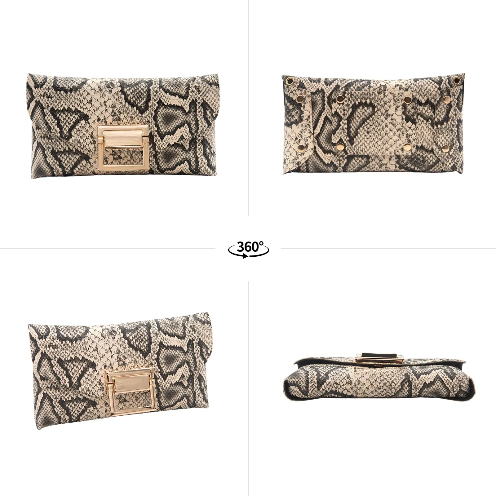 YAMEIZE Marsupio In Pelle PU per Donna Borsa Da Cintura tracolla a catena con cintura staccabile (Pelle di Serpente) - immagine 4