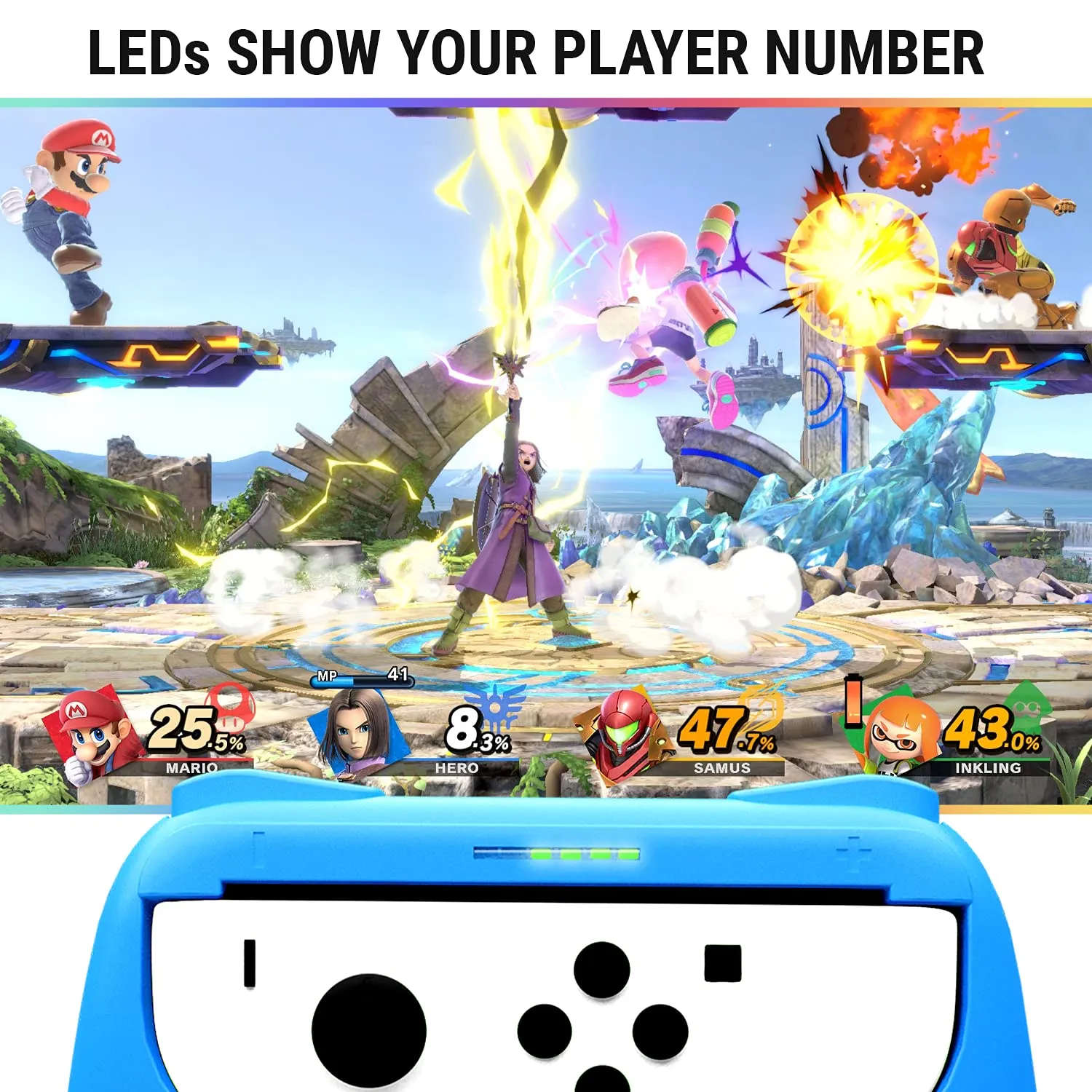 Grip Orzly compatibile con i Joy-Con del Nintendo Switch per un Comfort Extra (CONFEZIONE DOPPIA) - 2 Impugnature Universali (1 ROSSA + 1 AZZURRA) per i Joy-Con del Nintendo Switch - immagine 5