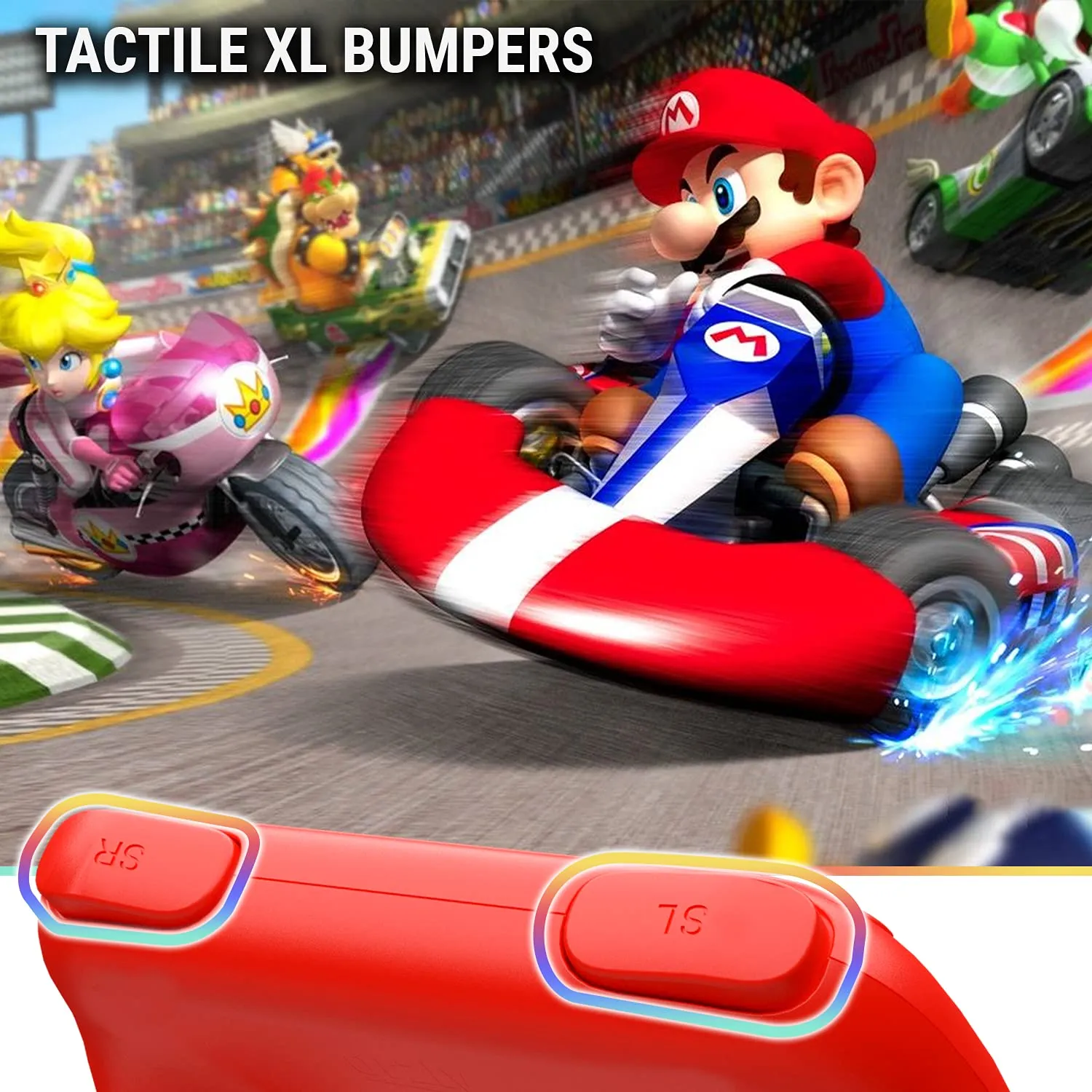Grip Orzly compatibile con i Joy-Con del Nintendo Switch per un Comfort Extra (CONFEZIONE DOPPIA) - 2 Impugnature Universali (1 ROSSA + 1 AZZURRA) per i Joy-Con del Nintendo Switch - immagine 6