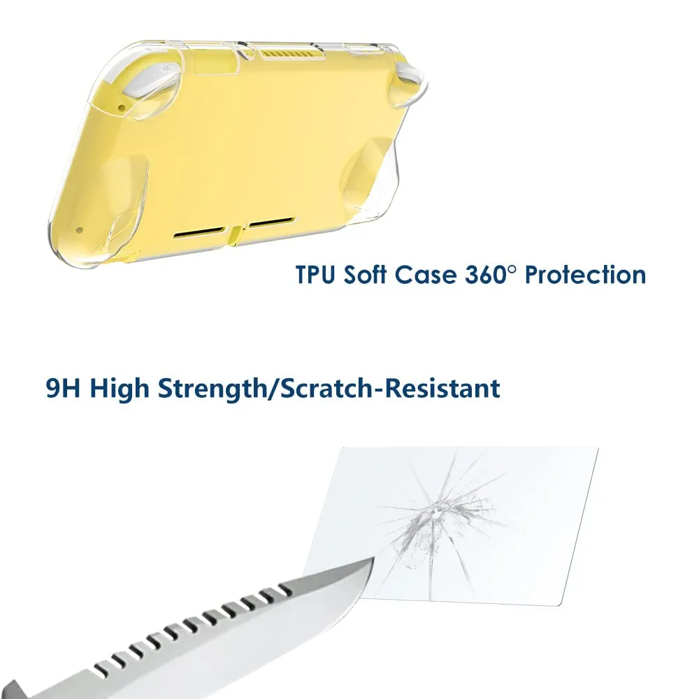 Simpeak Custodia Compatibile per Switch Lite 2019 4 in 1, Case Rigido da Viaggio Cover Protettiva Trasparente, 2x Pellicola Protettiva HD Compatibile con Switch Lite - immagine 3