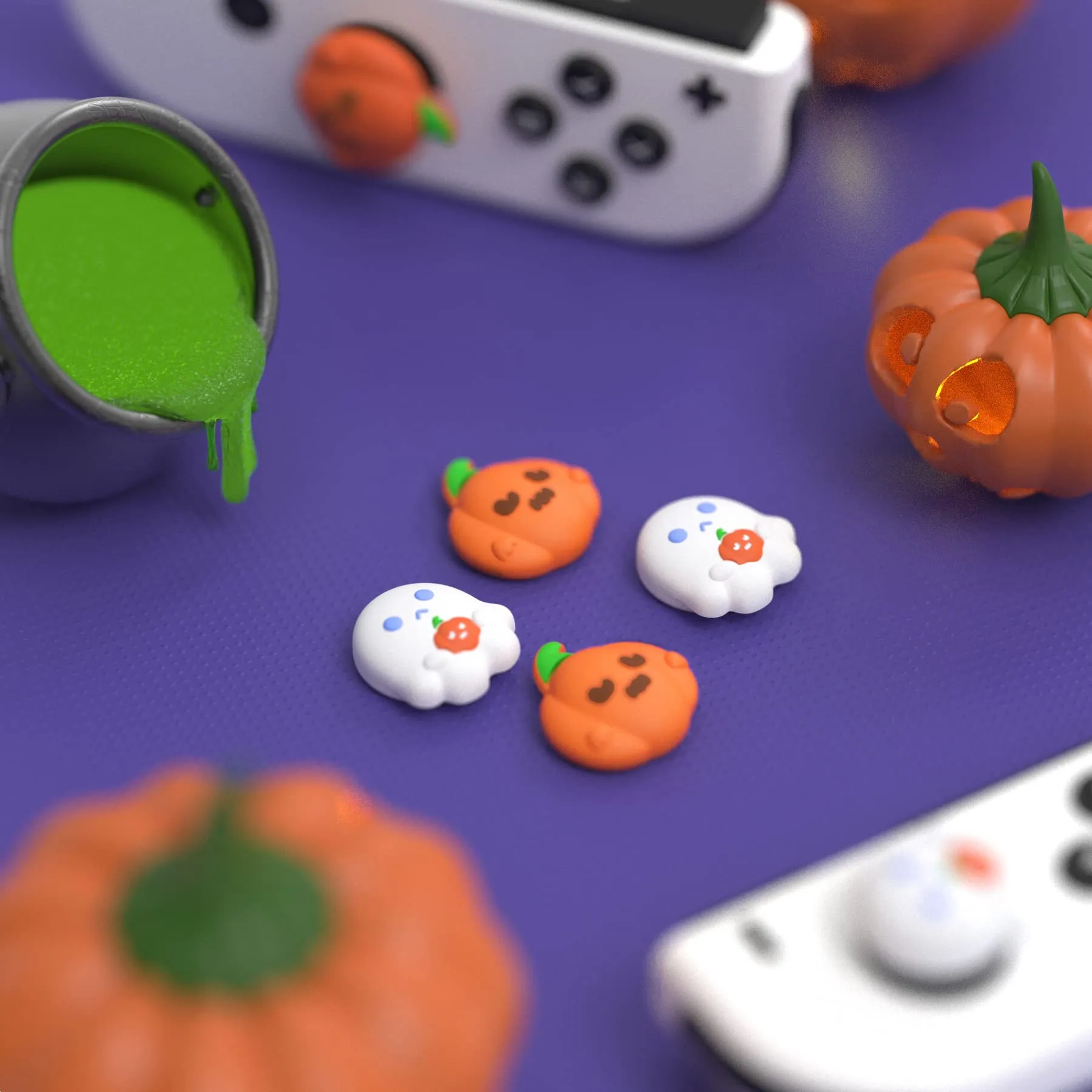 playvital Gommini per Nintendo Switch, Fantasma Spettrale con Zucca - immagine 3