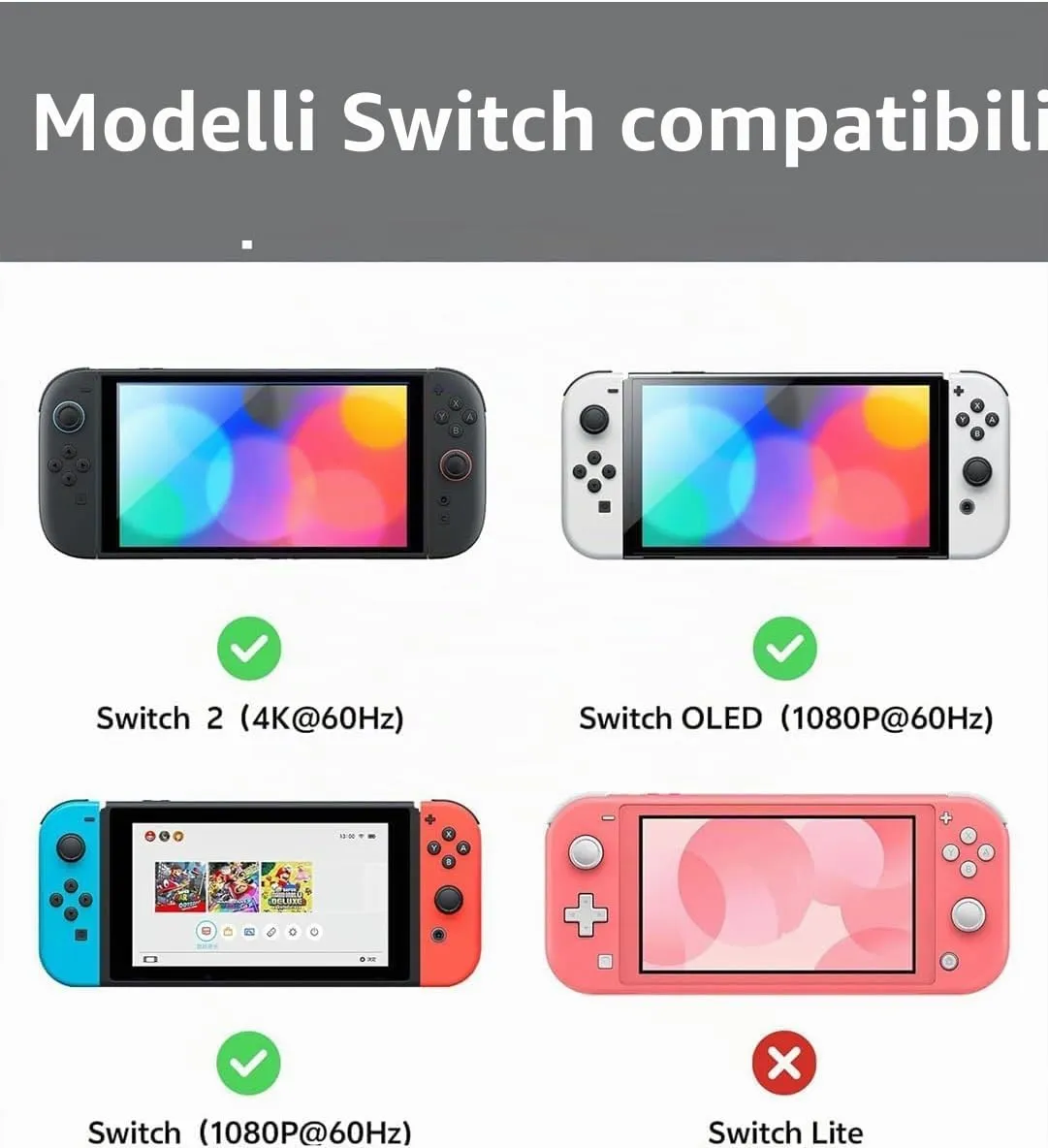 RREAKA Switch Dock per Nintendo Switch OLED, adattatore TV Switch 2 in 1 con cavo HDMI 4K, ricarica di tipo C da 100 W, docking station portatile da viaggio, per Samsung Dex S24, MacBook - immagine 6