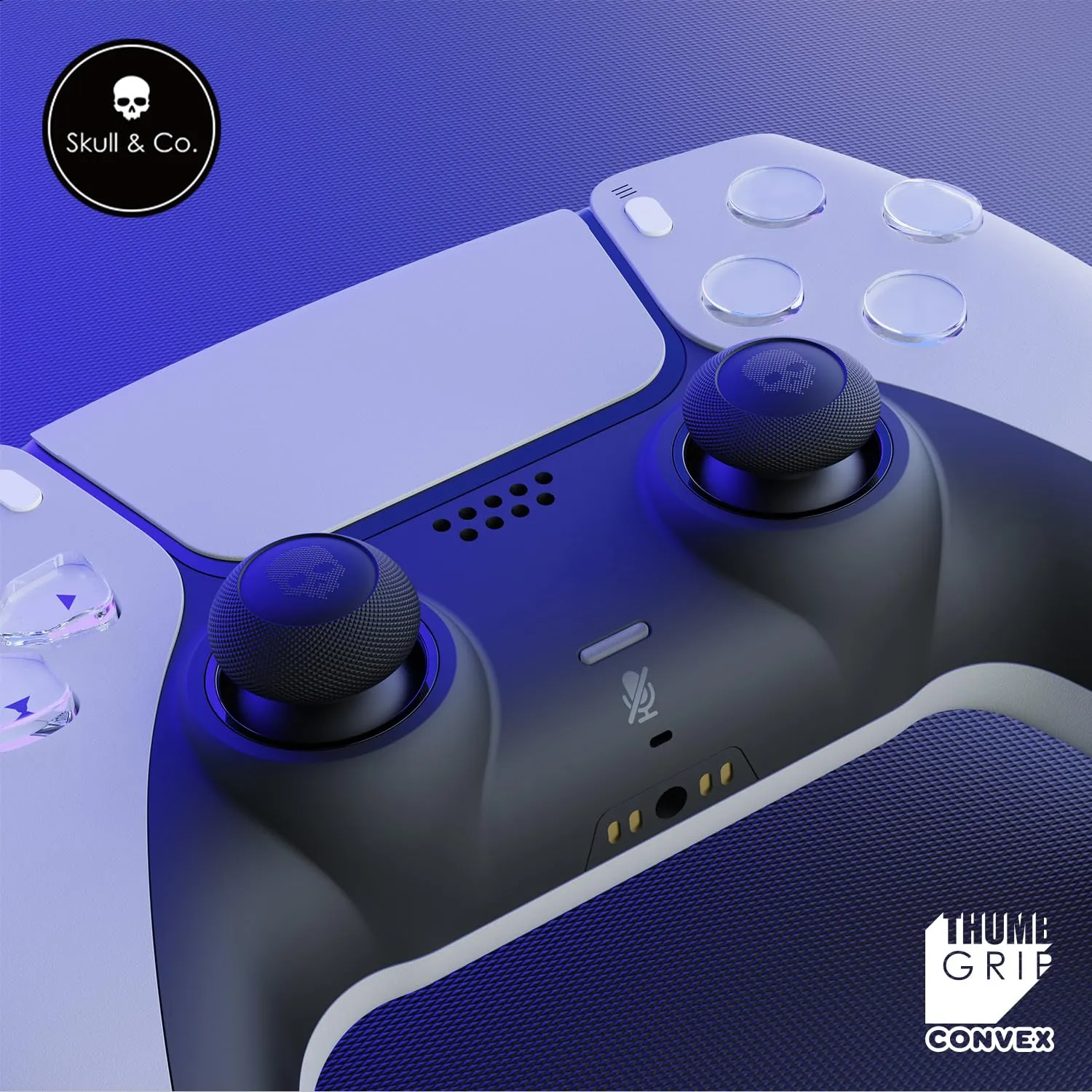 Skull & Co. Convex Thumb Grip Caps Joystick Cap Analog Stick Cap Thumbstick Grip Cover for Nintendo Switch Pro Controller & PS5 / PS4 / Slim/Pro Controller - Black, 2 Pairs (4pcs) - immagine 2