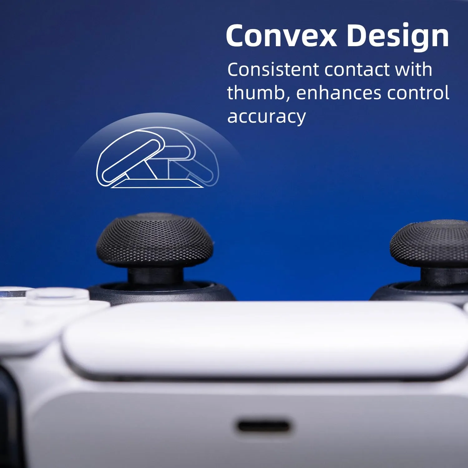 Skull & Co. Convex Thumb Grip Caps Joystick Cap Analog Stick Cap Thumbstick Grip Cover for Nintendo Switch Pro Controller & PS5 / PS4 / Slim/Pro Controller - Black, 2 Pairs (4pcs) - immagine 4