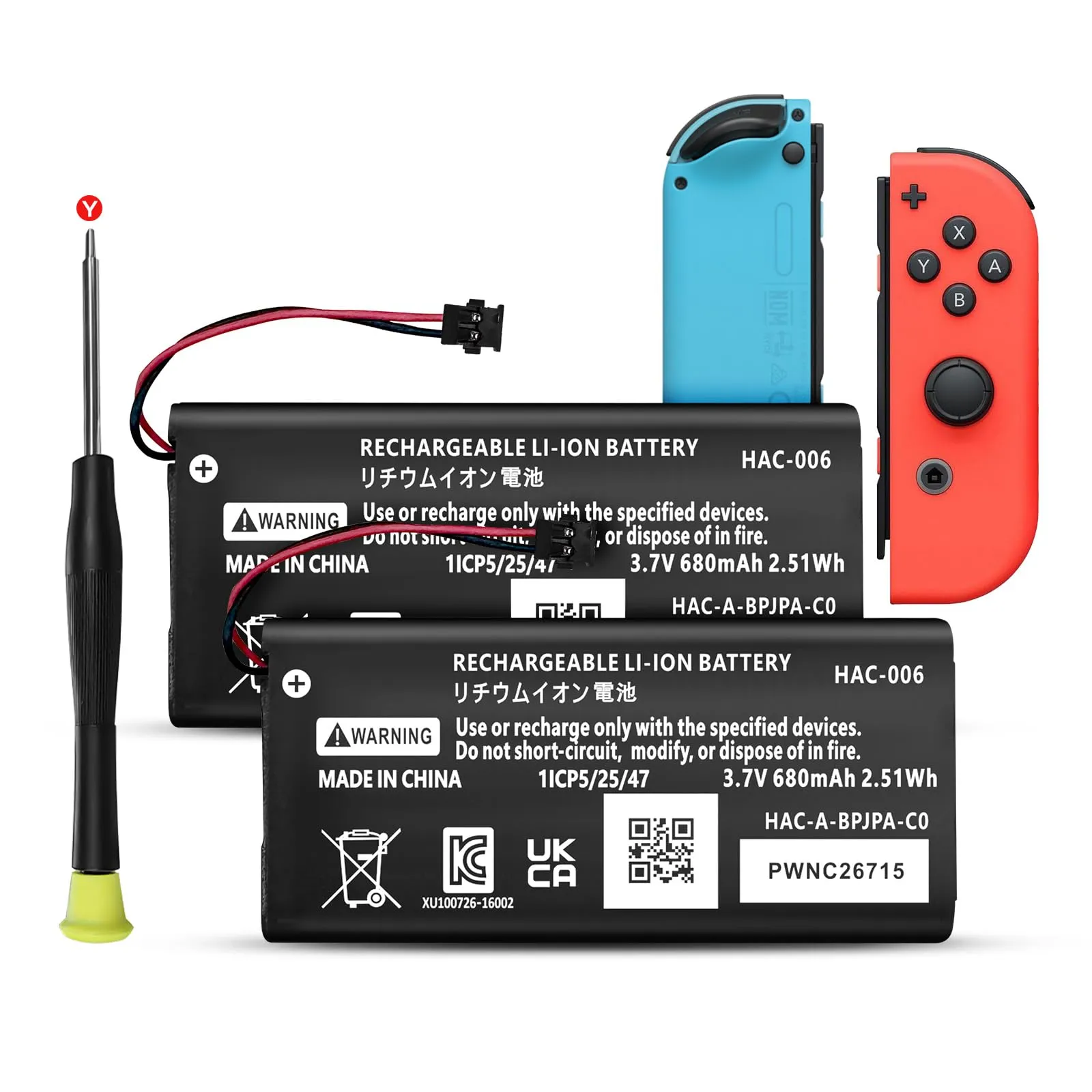 680 mAh, 2 batterie HAC-006 per Switch Joy-Con L/R sinistra e destra HAC-015 - immagine 1