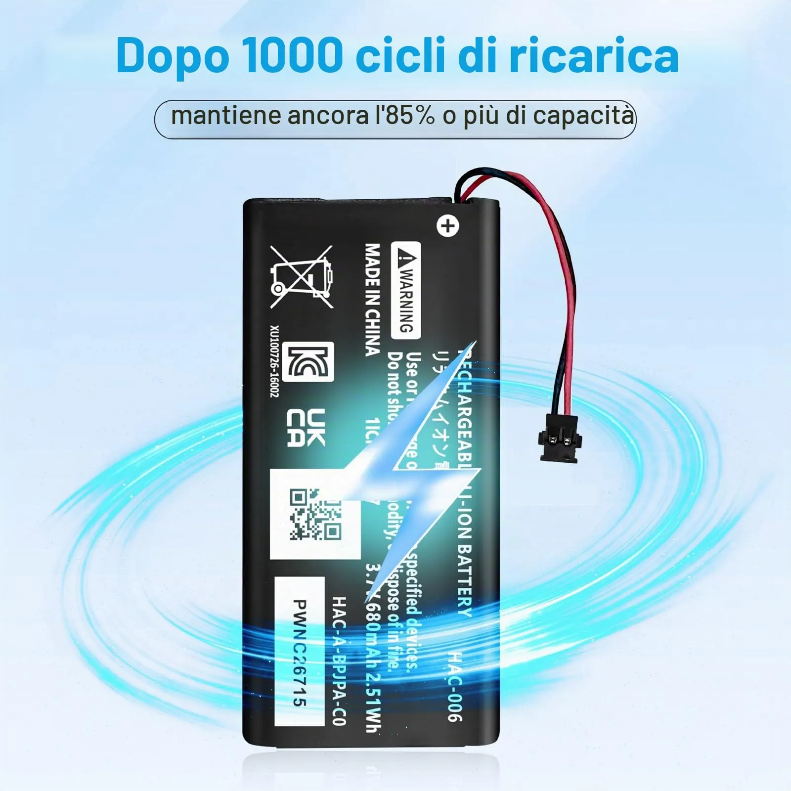 680 mAh, 2 batterie HAC-006 per Switch Joy-Con L/R sinistra e destra HAC-015 - immagine 9