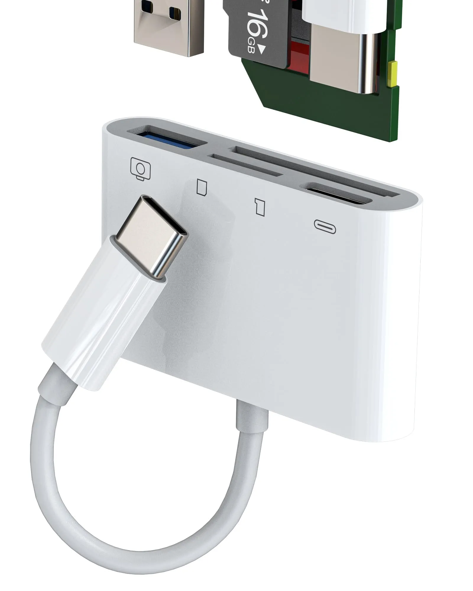 Adattatore USB C Lettore di Schede per SD Micro SD Card USB 3.0 Ricarica Porta OTG per Apple per iPhone16 15 Pro per iPad MacBook Compatibile per Samsung Android Accessori Macchina Fotografica Memoria - immagine 1