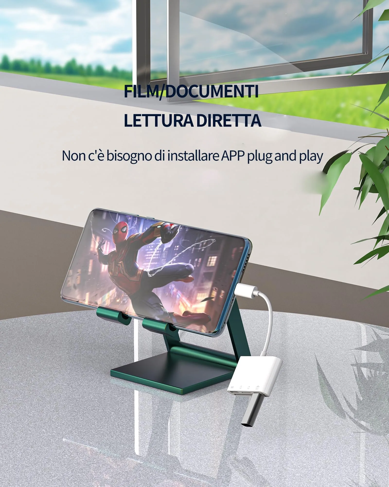 Adattatore USB C Lettore di Schede per SD Micro SD Card USB 3.0 Ricarica Porta OTG per Apple per iPhone16 15 Pro per iPad MacBook Compatibile per Samsung Android Accessori Macchina Fotografica Memoria - immagine 3