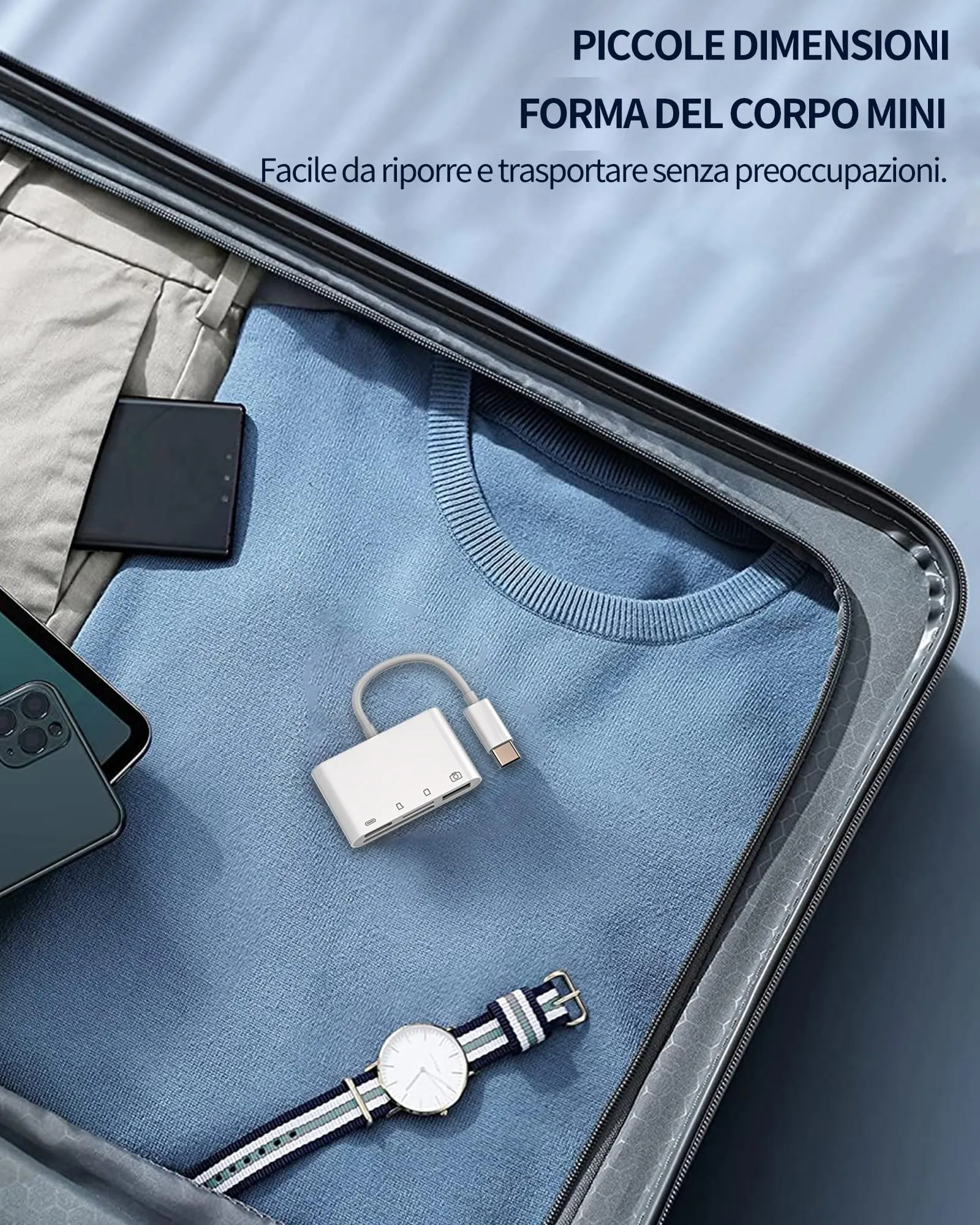 Adattatore USB C Lettore di Schede per SD Micro SD Card USB 3.0 Ricarica Porta OTG per Apple per iPhone16 15 Pro per iPad MacBook Compatibile per Samsung Android Accessori Macchina Fotografica Memoria - immagine 4