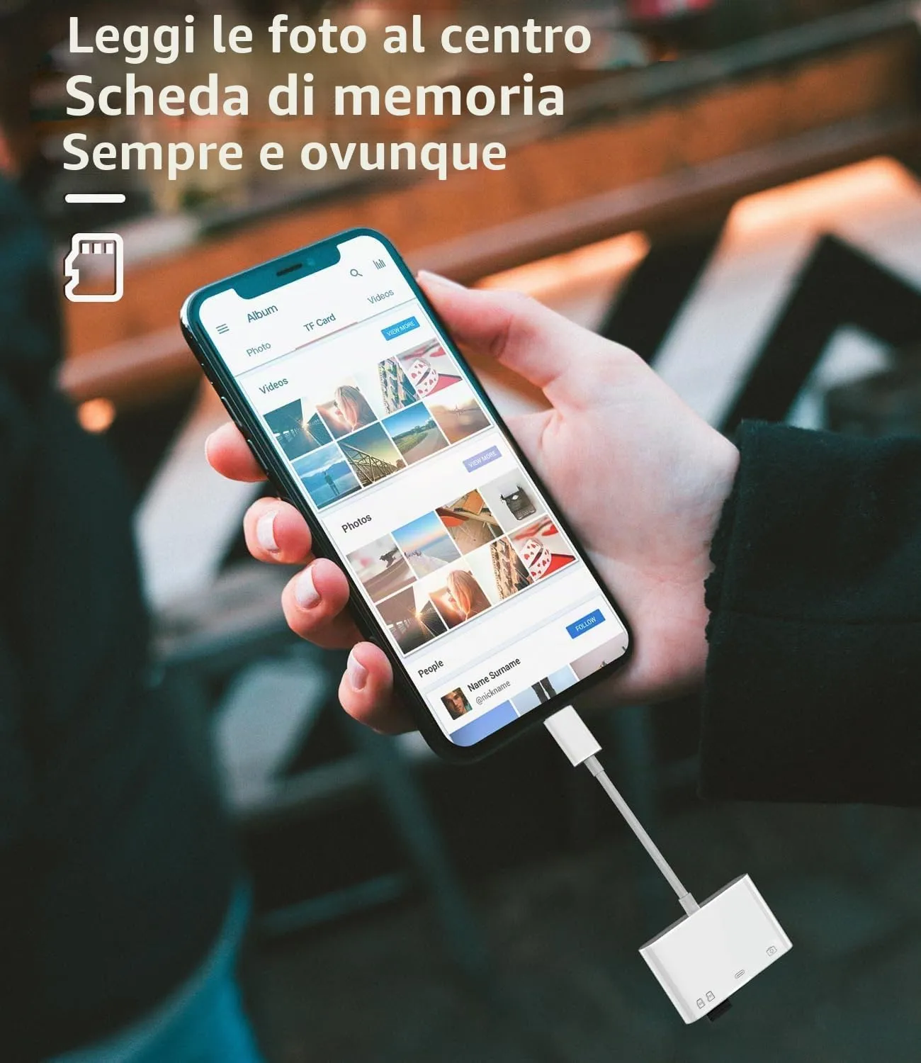 Adattatore lettore schede SD per Lightning(4 in 1)USB OTG 3.0 cavo chiavetta per iPhone 14 pro max ricarica jack TF micro SD card reader fotocamera memoria trasferire dati per Apple telefono per iPad - immagine 3