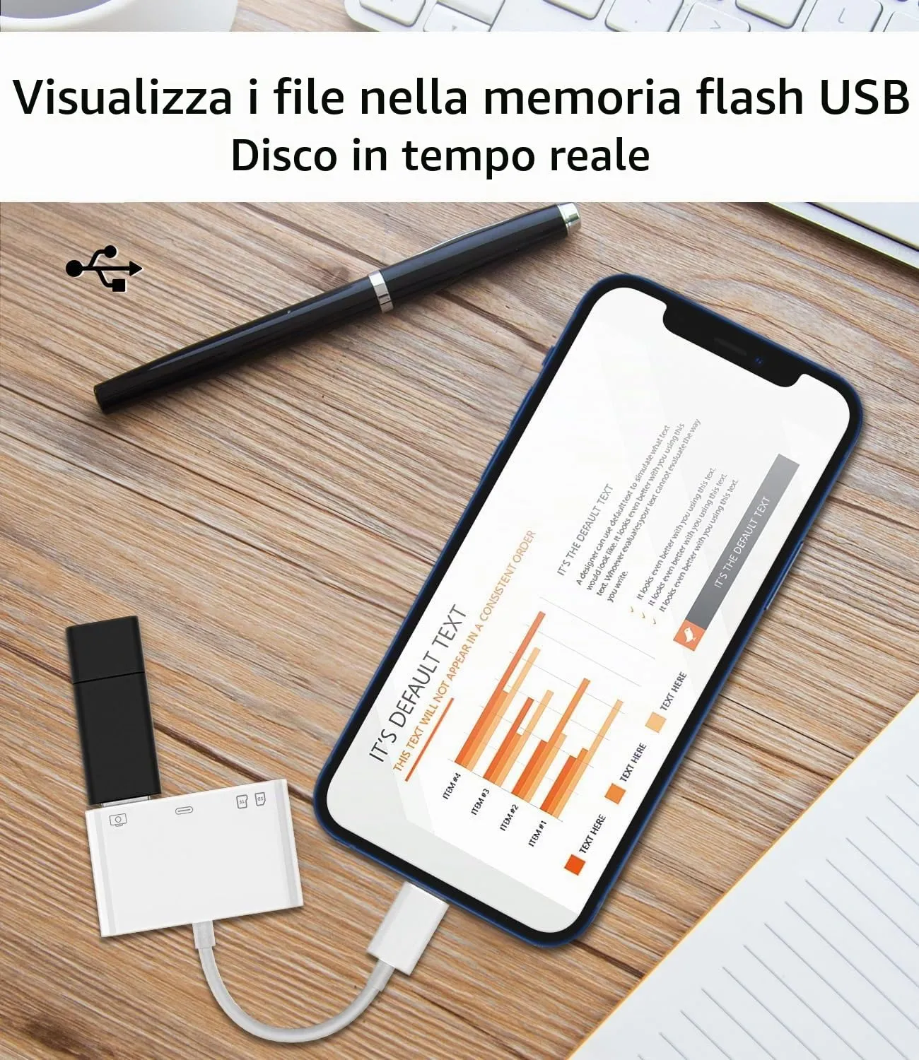 Adattatore lettore schede SD per Lightning(4 in 1)USB OTG 3.0 cavo chiavetta per iPhone 14 pro max ricarica jack TF micro SD card reader fotocamera memoria trasferire dati per Apple telefono per iPad - immagine 5