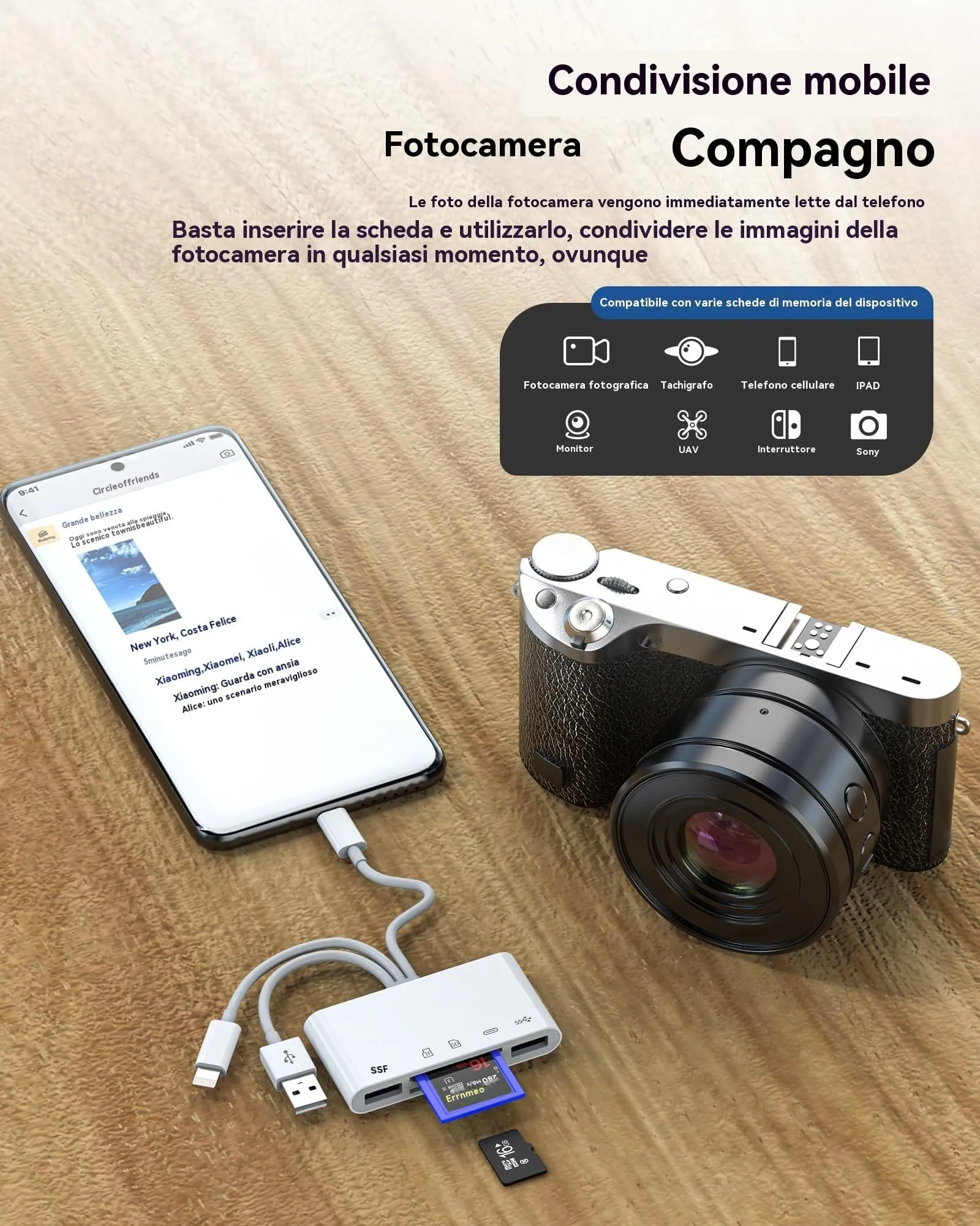 Adattatore per Lightning USB C USB a Lettore di Schede SD e Micro SD OTG 5 in 1 per Apple per iPhone16 15 14 per iPad PC Macchina Fotografica Scheda di Memoria TF Carte Trasferire Foto Chiavetta USB - immagine 5
