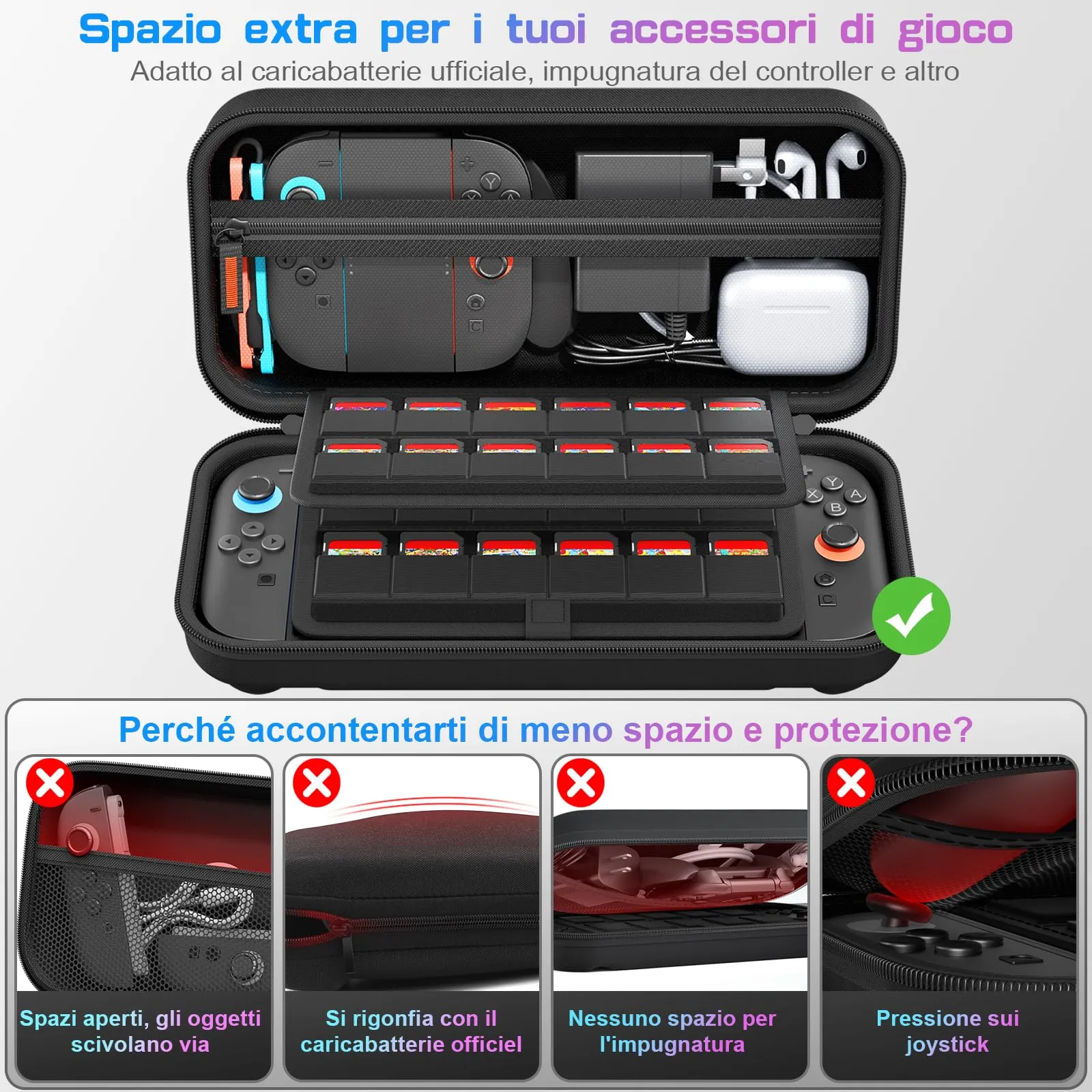 daydayup Custodia Compatibile con Nintendo Switch 2, Borsa rigida per Nintendo Switch 2, Custodia Protettiva con Borsa per 20 Giochi, Accessori per Console - immagine 2