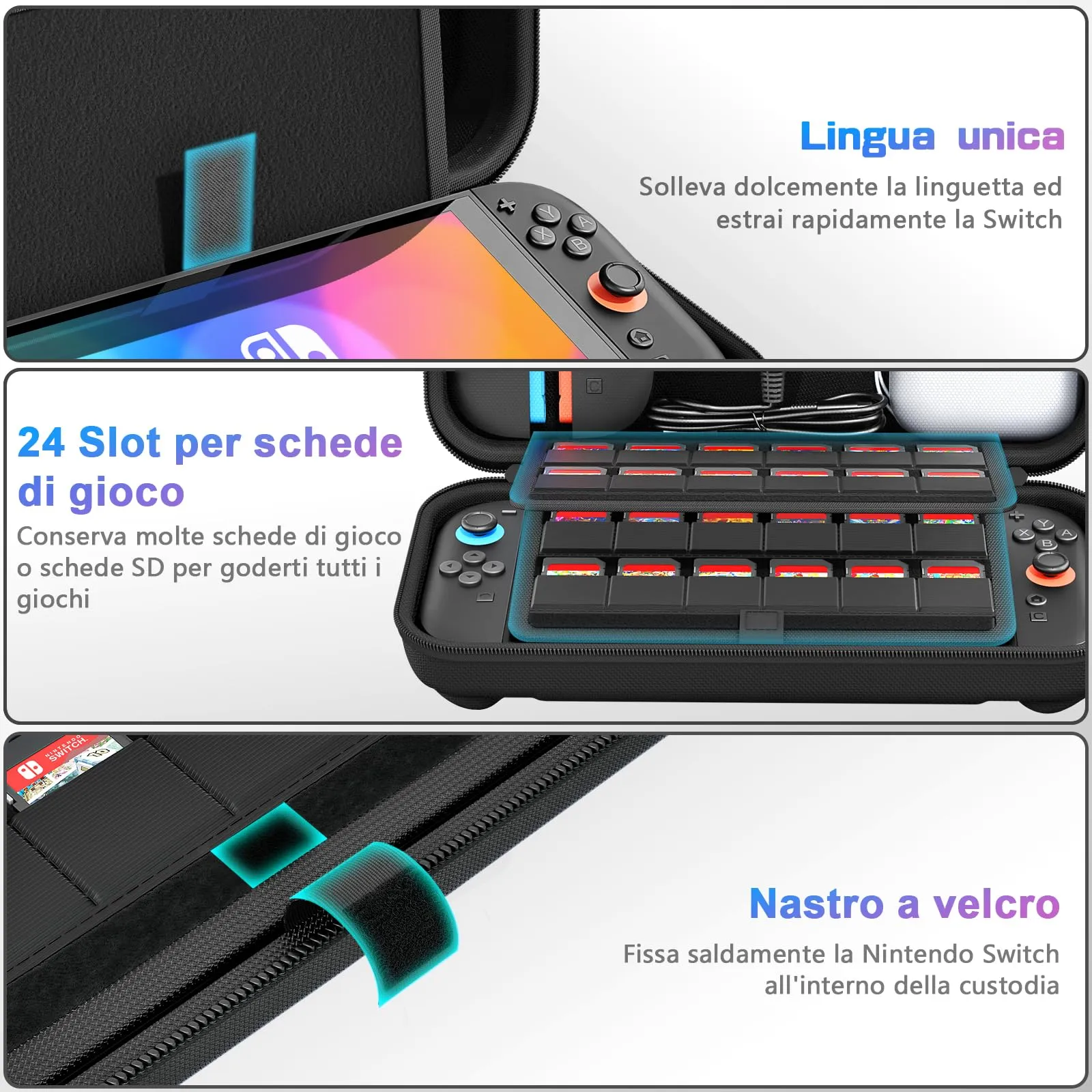 daydayup Custodia Compatibile con Nintendo Switch 2, Borsa rigida per Nintendo Switch 2, Custodia Protettiva con Borsa per 20 Giochi, Accessori per Console - immagine 5