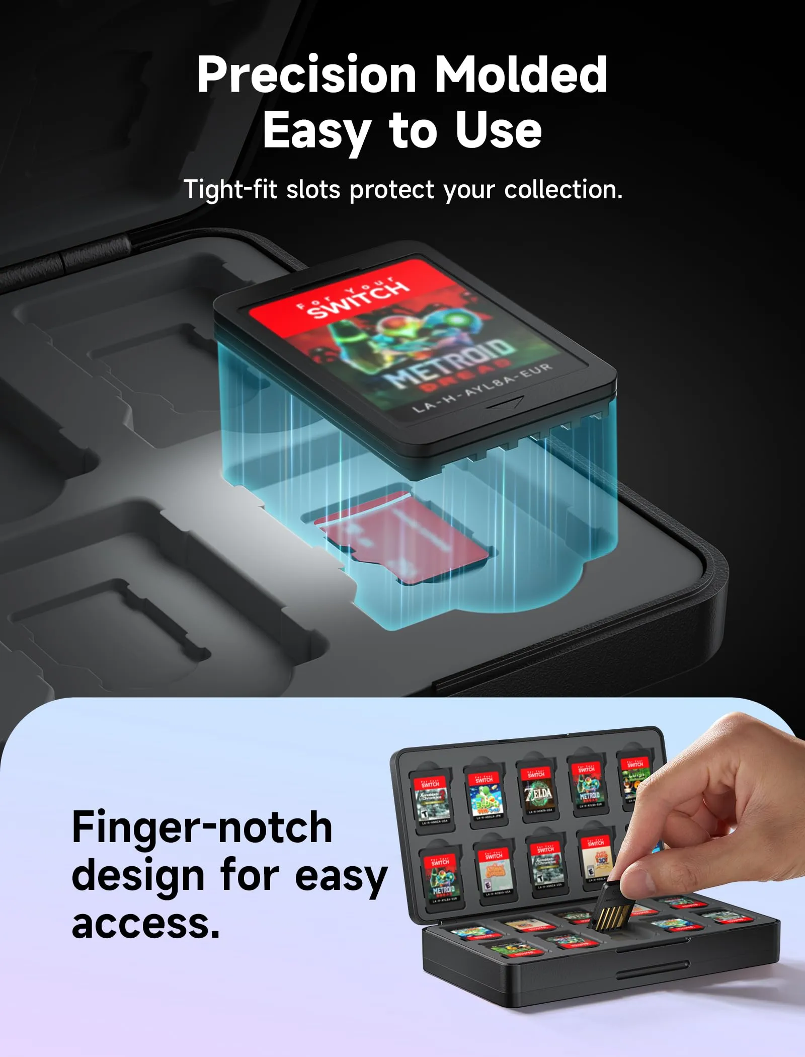 JSAUX Custodia per cartucce Nintendo Switch 2/OLED/Lite, 40 slot - Nero - immagine 4