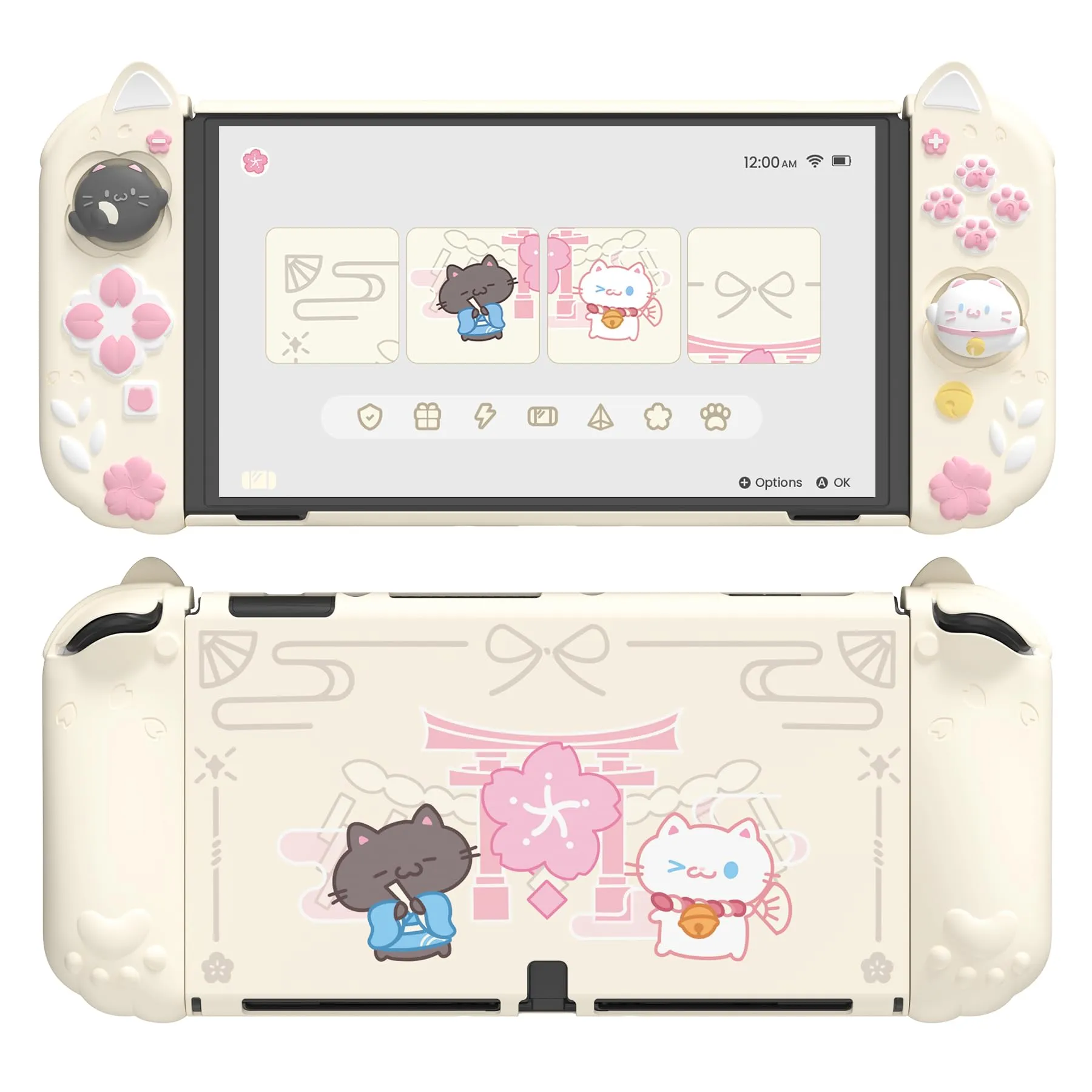 playvital Cover Dockable per Nintendo Switch OLED, Gattino di Fiori-Giallo - immagine 1