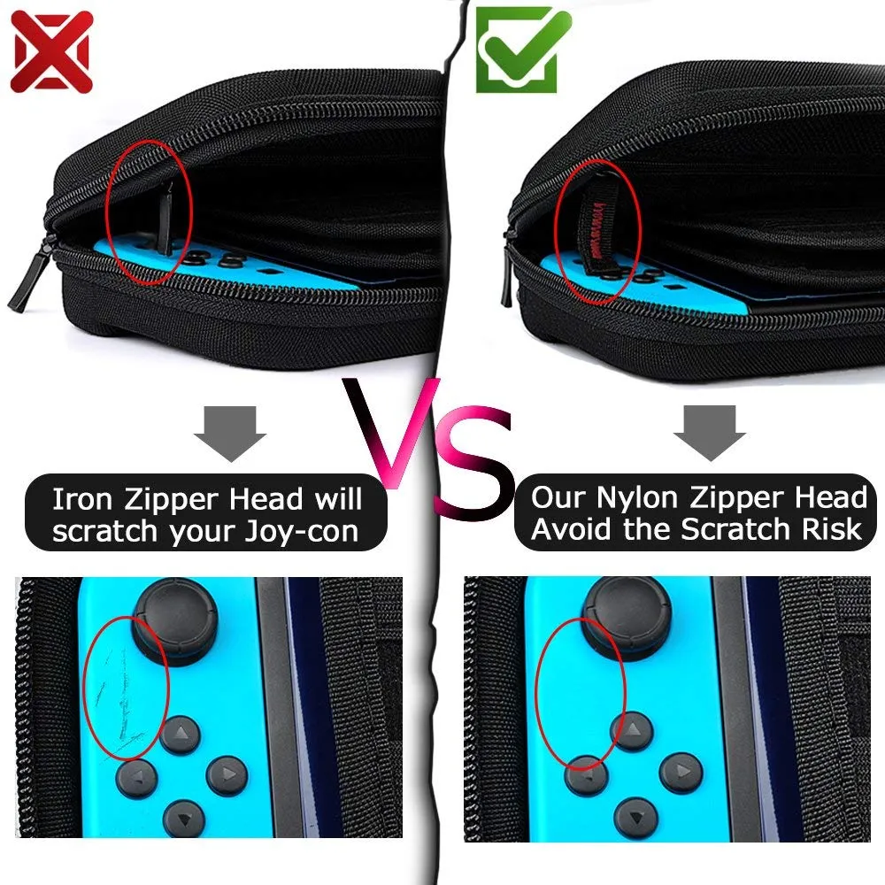 daydayup Custodia per Interruttore e Pellicola Protettiva in Vetro Temperato Compatibile con Nintendo Switch - Custodia Rigida da Viaggio Deluxe per Console Nintendo Switch e Accessori (Rosso) - immagine 5