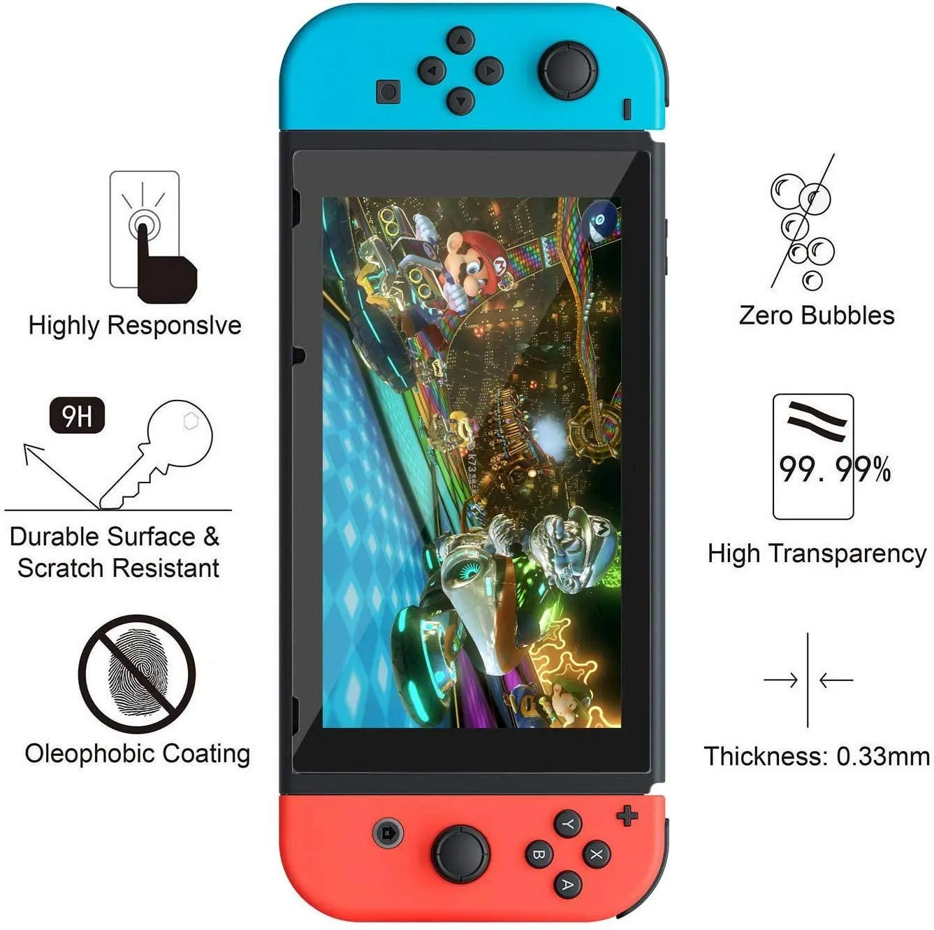 daydayup Custodia per Interruttore e Pellicola Protettiva in Vetro Temperato Compatibile con Nintendo Switch - Custodia Rigida da Viaggio Deluxe per Console Nintendo Switch e Accessori (Rosso) - immagine 6