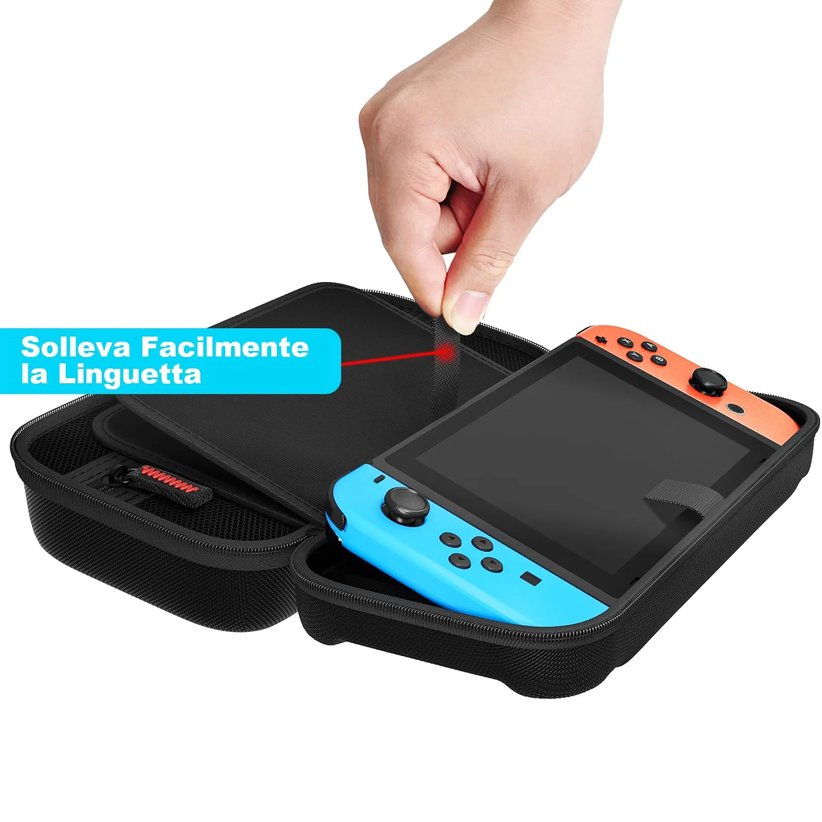 daydayup Borsa Compatibile con Nintendo e Nuovo Switch OLED, Custodia rigida per Nintendo Switch, Protettiva con Borsa per 20 Giochi, Accessori per Console-Nero - immagine 3