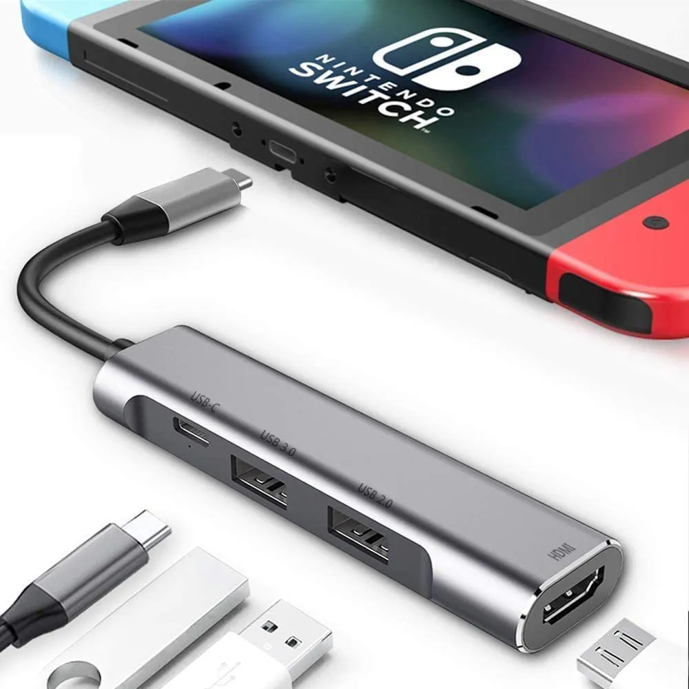 RREAKA Switch Dock per Nintendo OLED, 4 in 1 Adattatore TV con HDMI 4K, Porta USB 3.0, Carica USB-C 100W, Stazione di Carica Portatile per Viaggio, compatibile Samsung Dex S24, MacBook - immagine 1