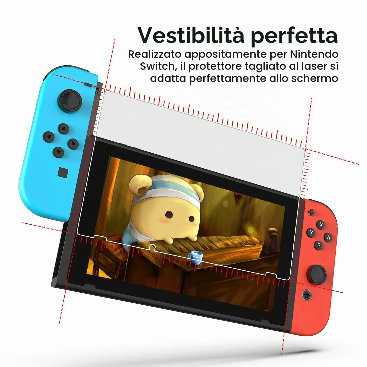daydayup Vetro temperato per Nintendo Switch [3 Pezzi] Pellicola salvaschermo - Bubble Free, HD, Anti-Crack, durezza 9H, Resistente ai Graffi, Facile da installare per Switch - immagine 4
