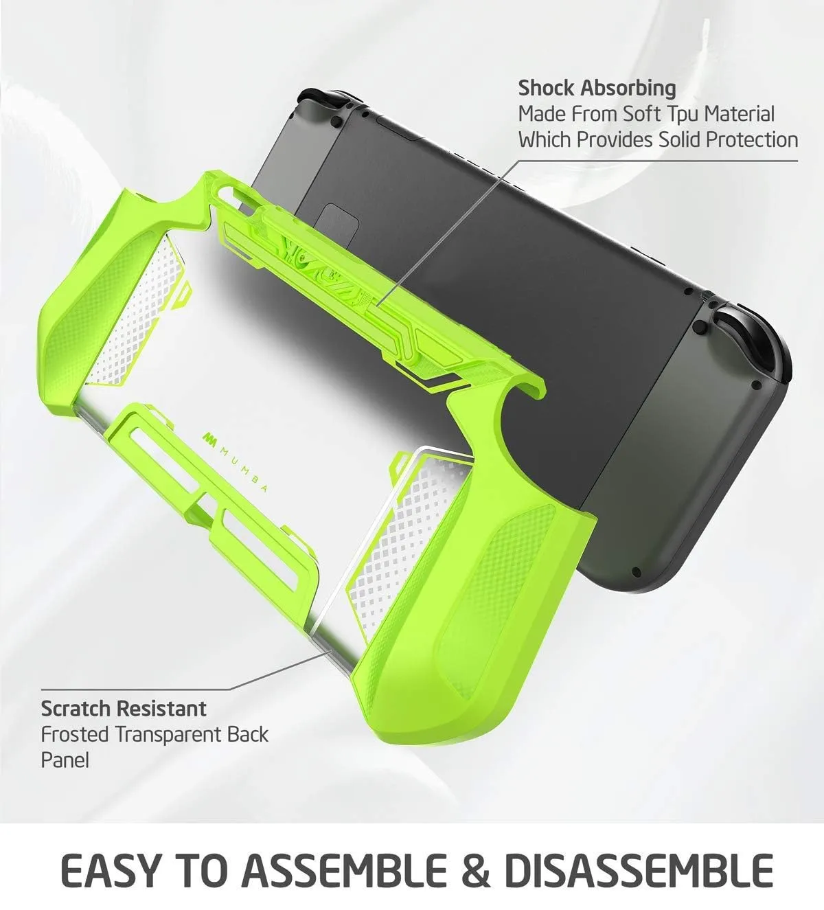 Mumba Custodia per Nintendo Switch, robusta custodia protettiva ibrida in TPU, per Nintendo Switch, colore: verde - immagine 4