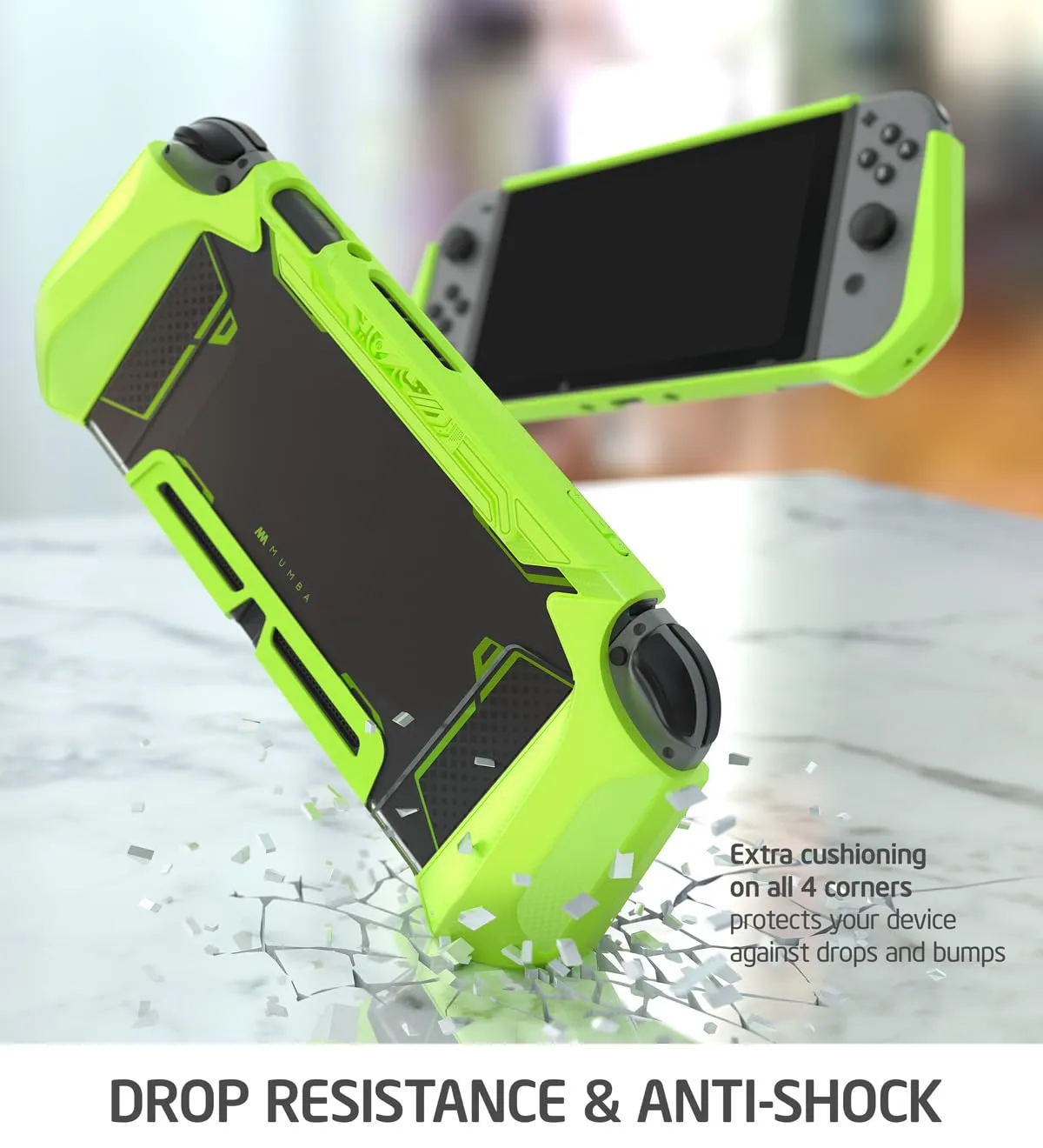 Mumba Custodia per Nintendo Switch, robusta custodia protettiva ibrida in TPU, per Nintendo Switch, colore: verde - immagine 5