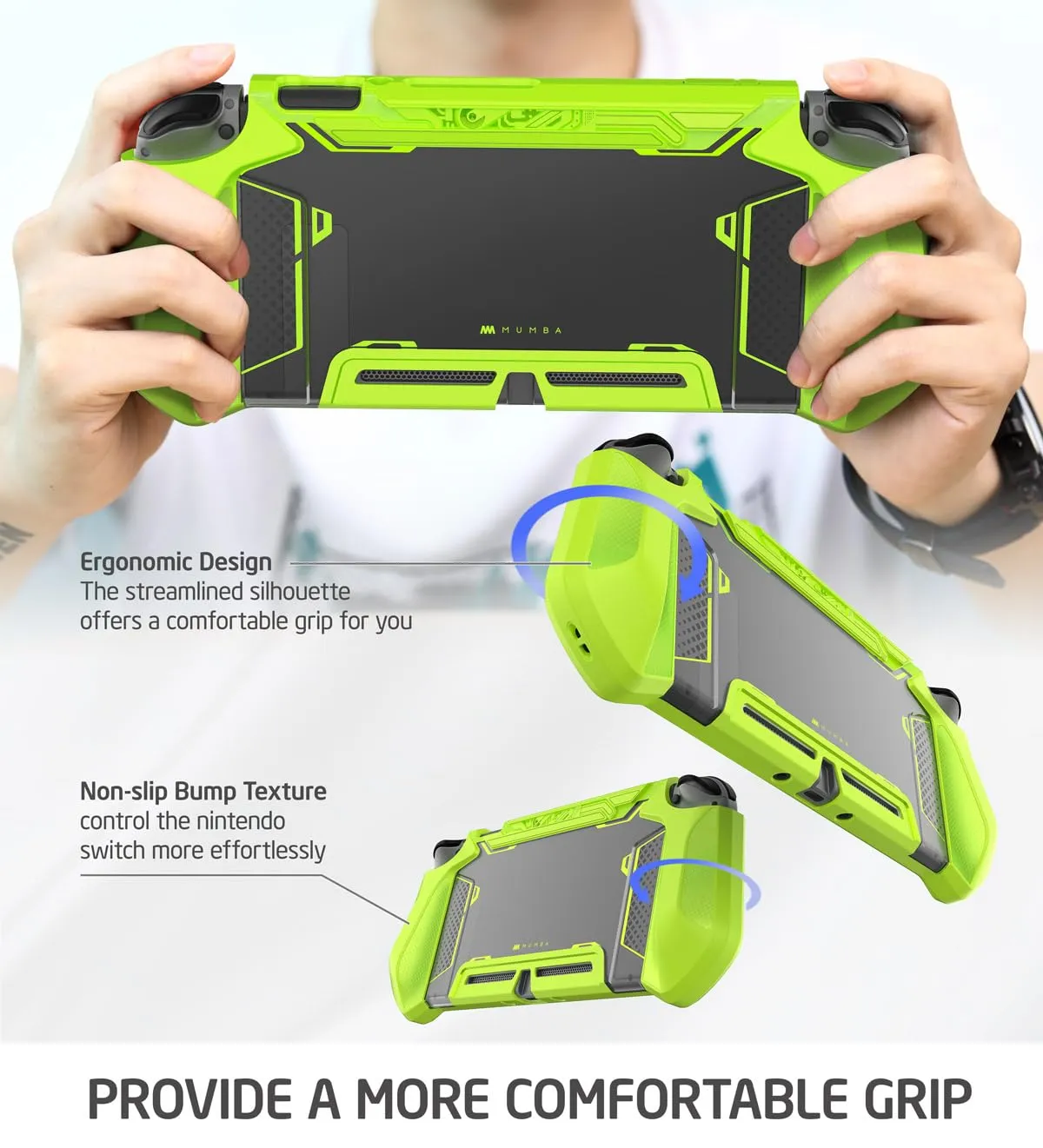 Mumba Custodia per Nintendo Switch, robusta custodia protettiva ibrida in TPU, per Nintendo Switch, colore: verde - immagine 7