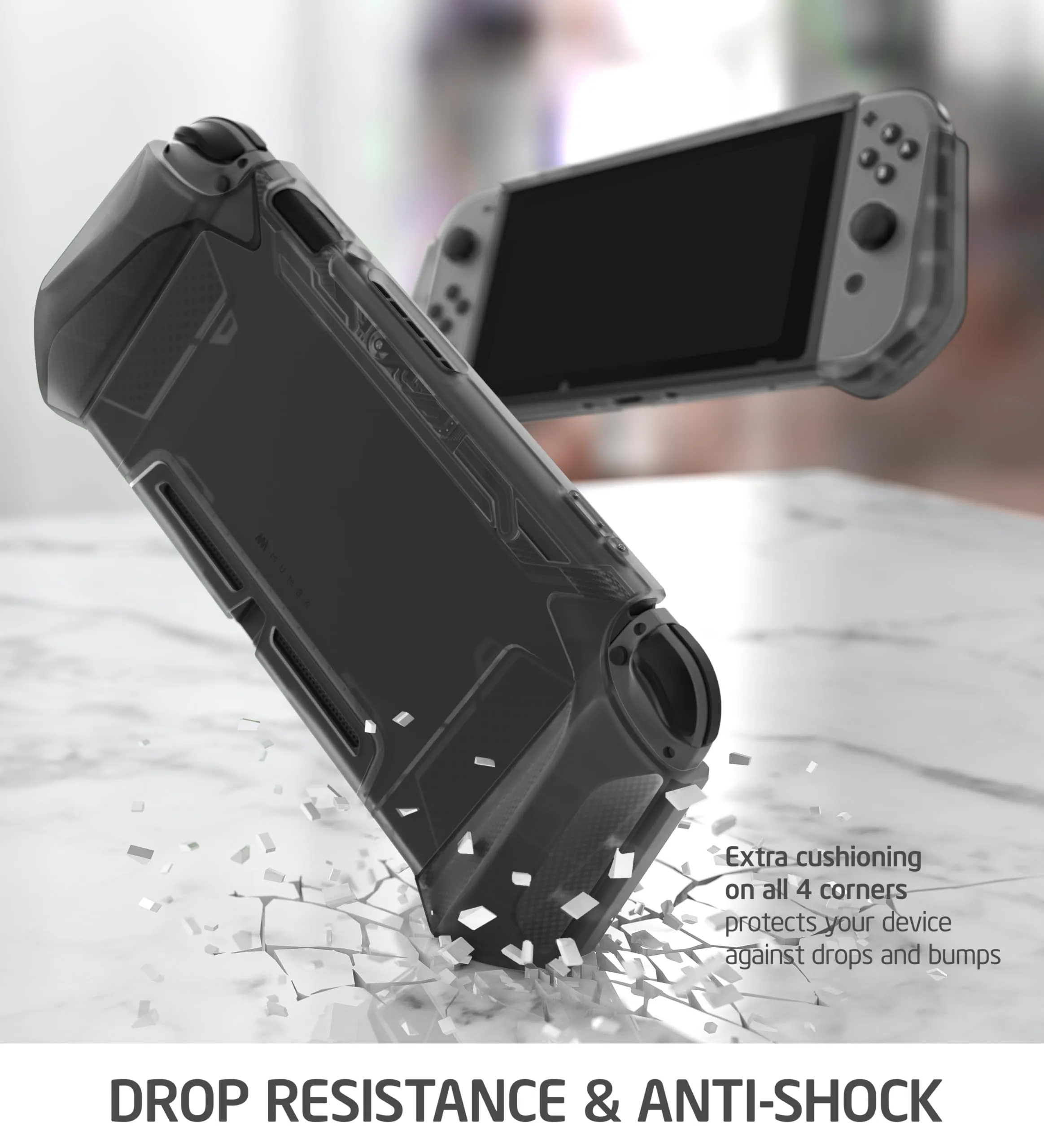 Mumba Custodia per Nintendo Switch, robusta custodia protettiva, custodia ibrida con manico in TPU [serie Blade] compatibile con console Nintendo Switch e controller Joy-Con (Frost) - immagine 5