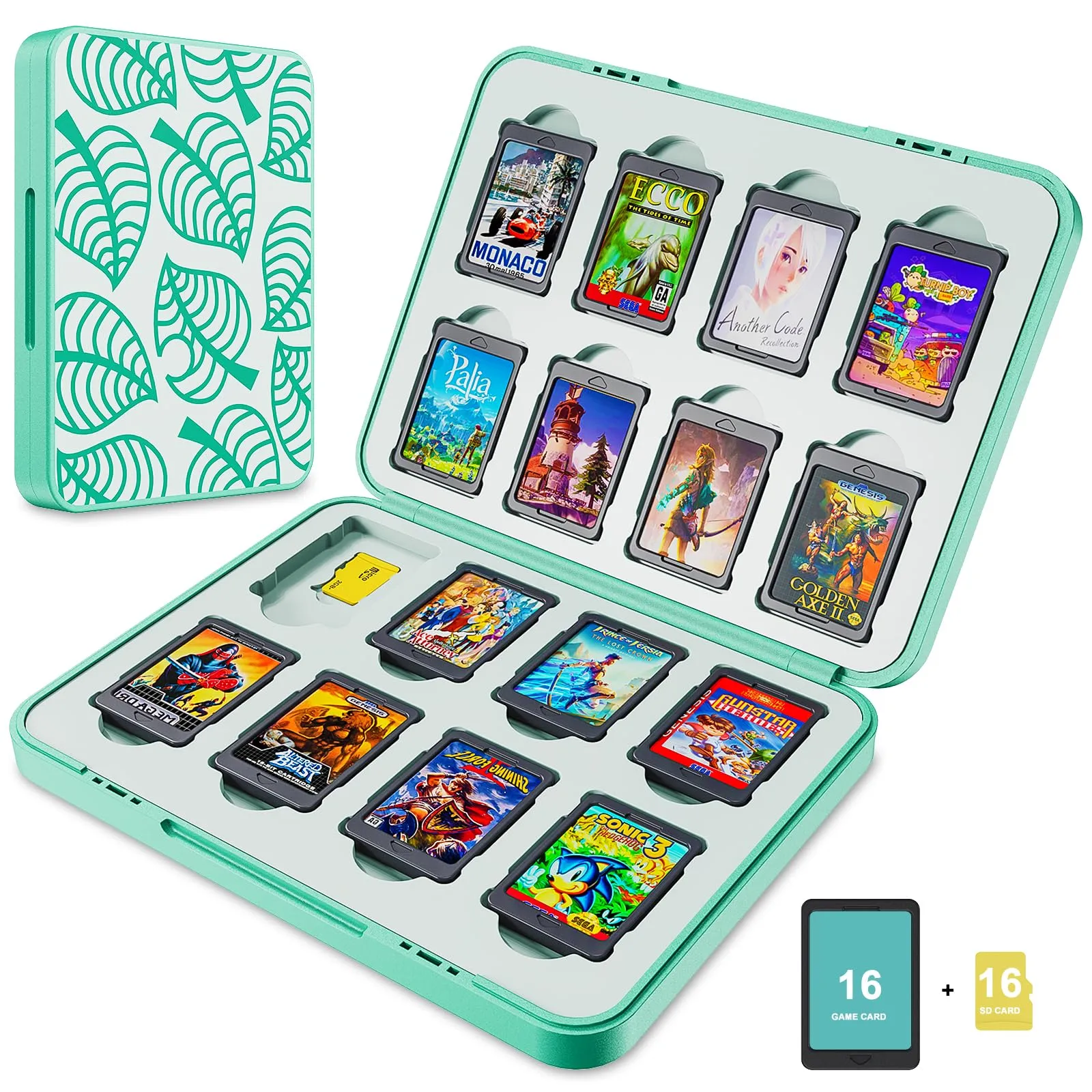 Custodia per Schede di Gioco Magnetiche per Nintendo Switch,Switch Lite & Switch OLED con 16 Slot per Schede di Gioco e 16 Slot per Schede Micro SD,Organizer di Gioco Antiurto Resistente All'acqua (B) - immagine 1